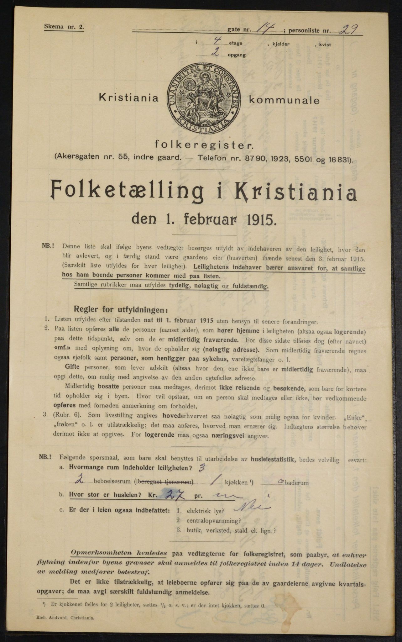 OBA, Municipal Census 1915 for Kristiania, 1915, p. 48691