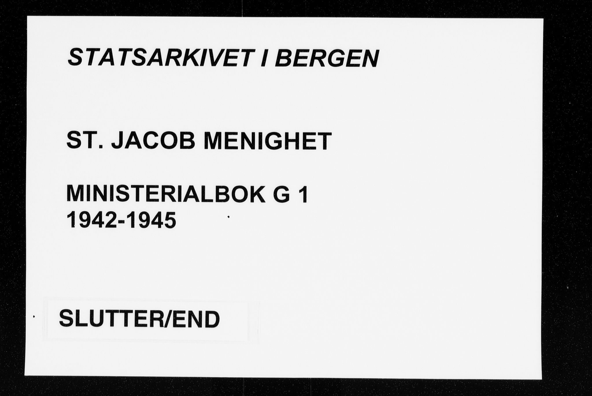 St. Jacob sokneprestembete, AV/SAB-A-78001/H/Haa/L0023: Parish register (official) no. G 1, 1942-1945