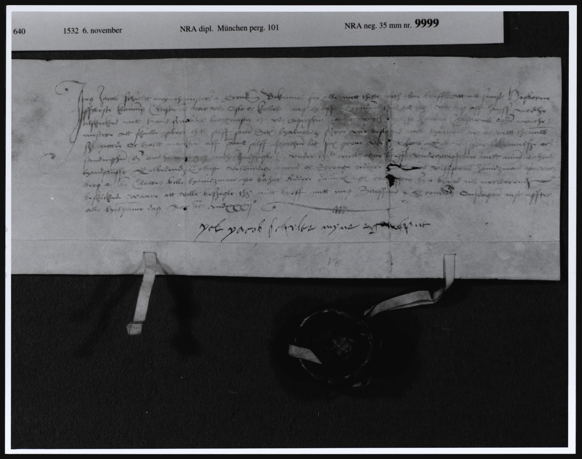 Riksarkivets diplomsamling, AV/RA-EA-5965/F13/F13a/L0021: Pergament nr. 101, 1532, p. 2