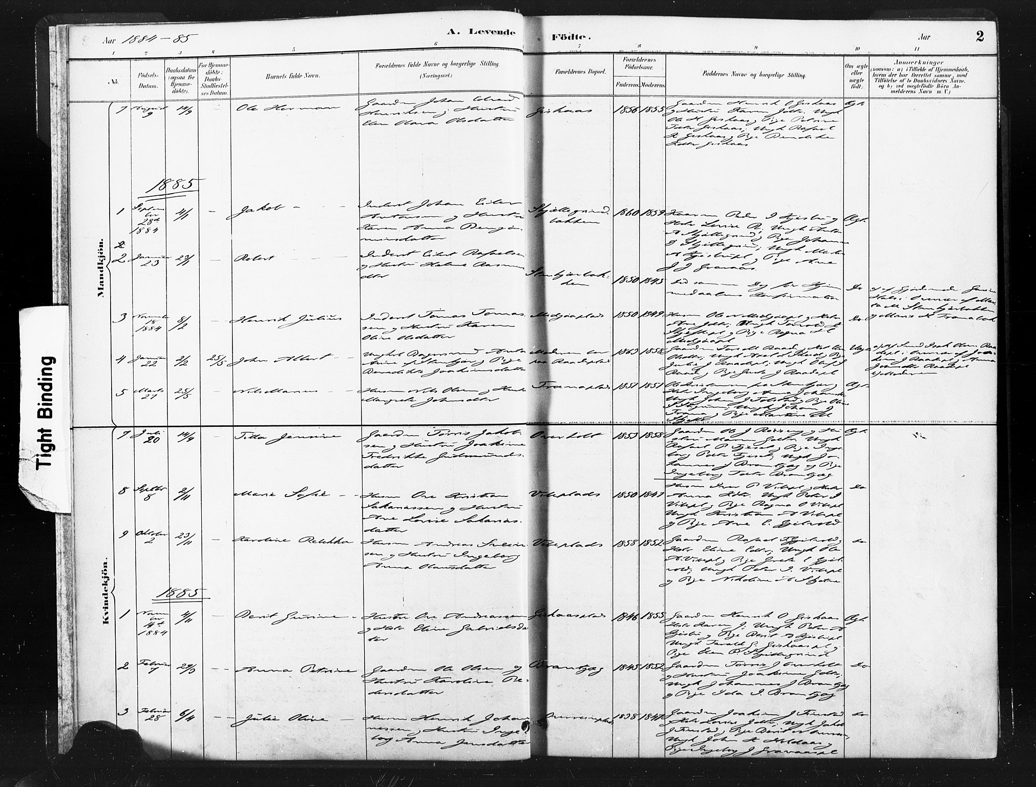 Ministerialprotokoller, klokkerbøker og fødselsregistre - Nord-Trøndelag, SAT/A-1458/736/L0361: Parish register (official) no. 736A01, 1884-1906, p. 2