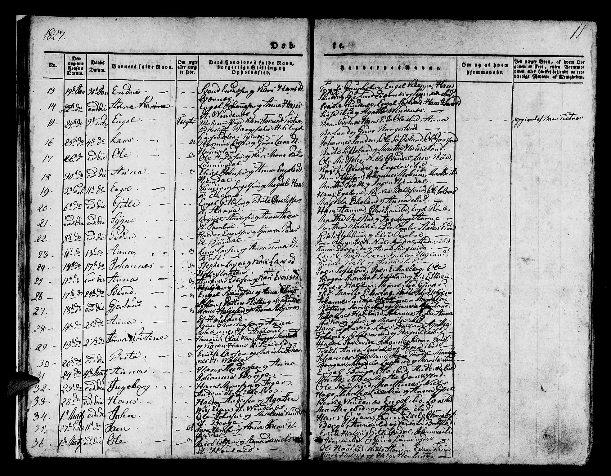 Os sokneprestembete, AV/SAB-A-99929: Parish register (official) no. A 14, 1826-1839, p. 11