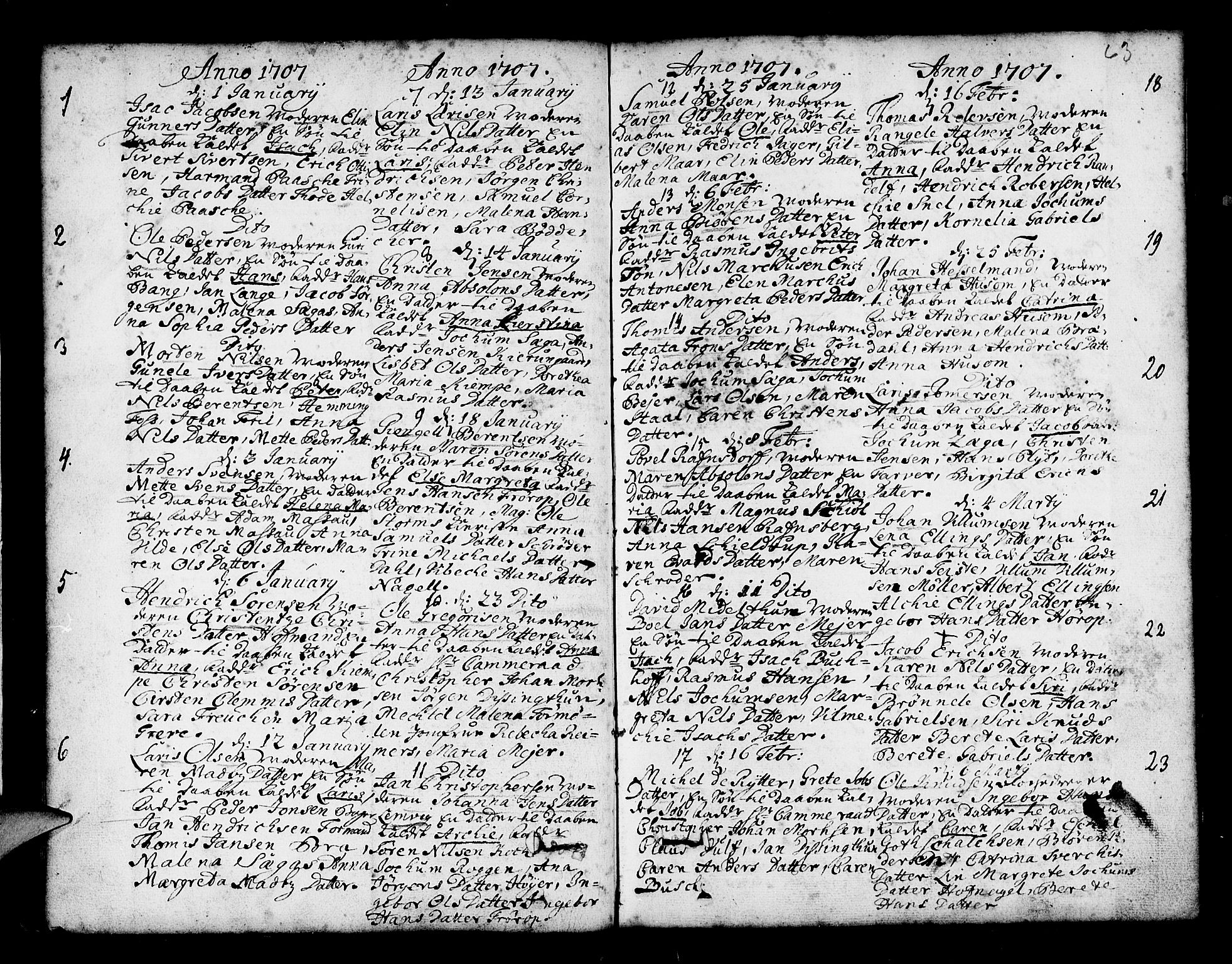 Nykirken Sokneprestembete, AV/SAB-A-77101/H/Haa/L0002: Parish register (official) no. A 2, 1700-1723, p. 63