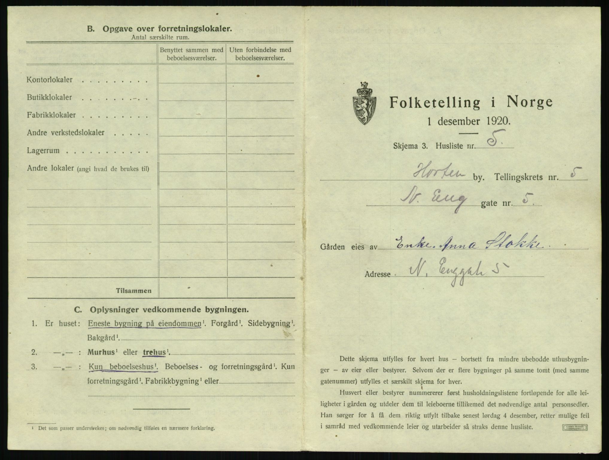 SAKO, 1920 census for Horten, 1920, p. 1547