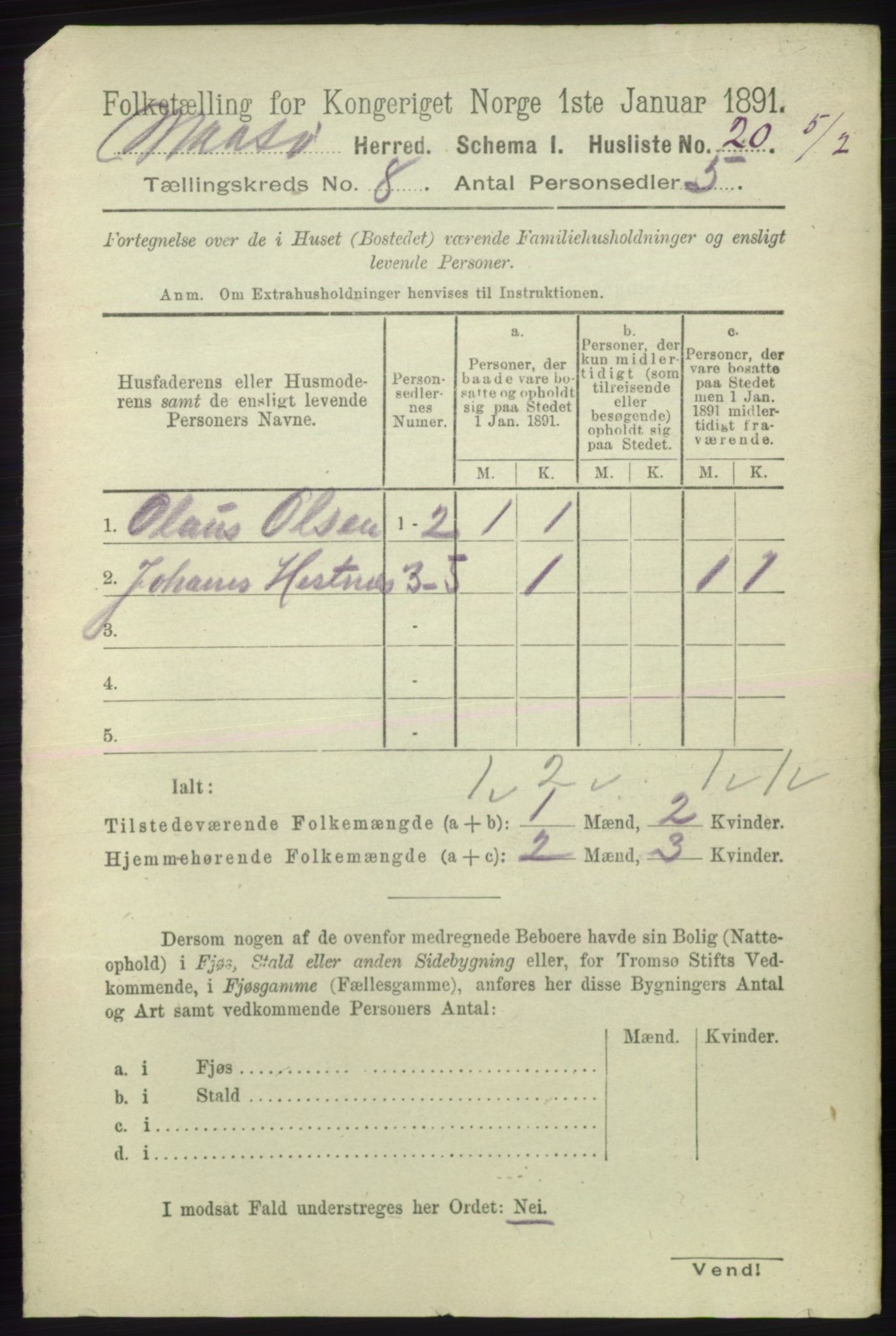 RA, 1891 census for 2018 Måsøy, 1891, p. 1517