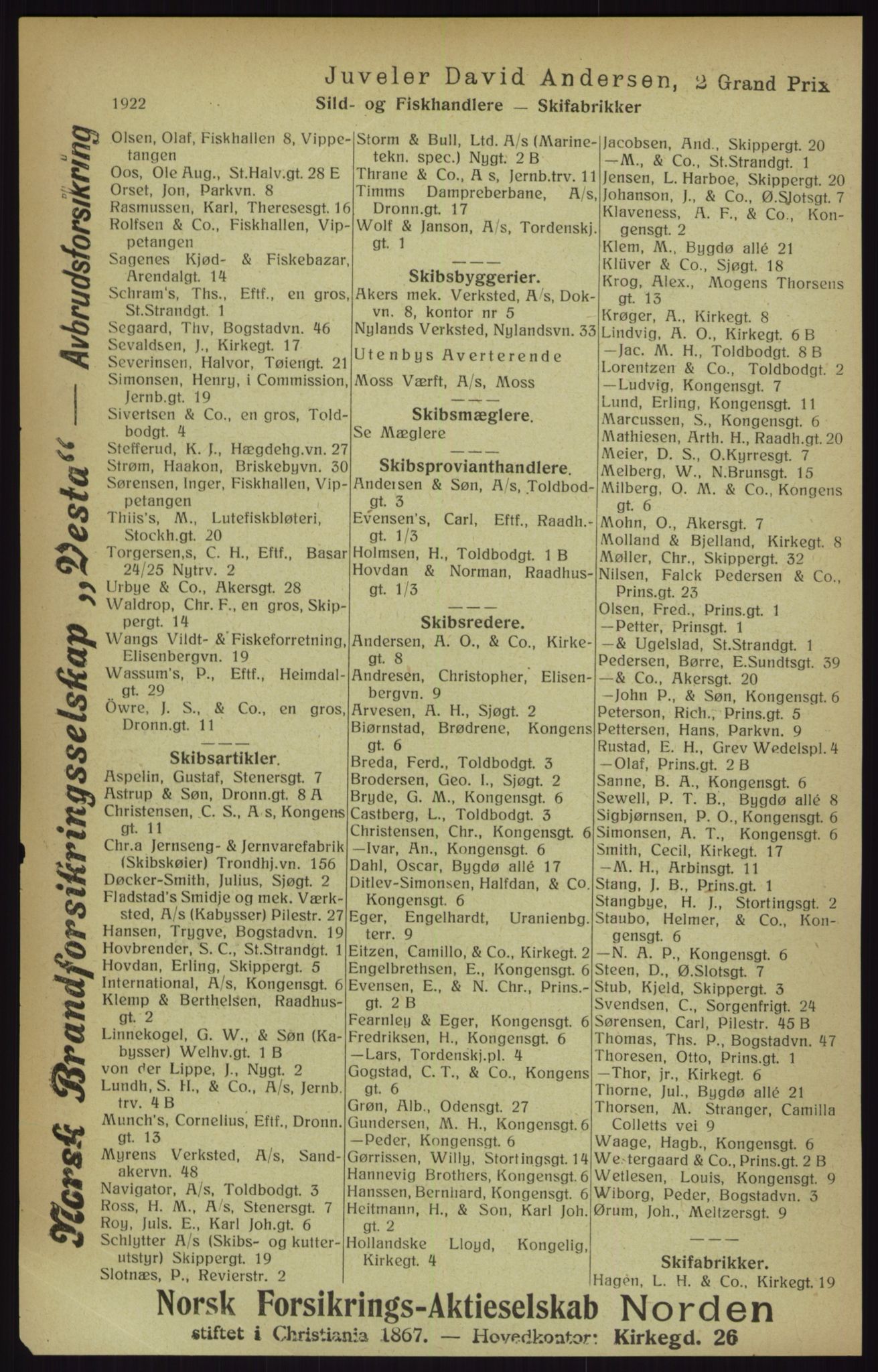 Kristiania/Oslo adressebok, PUBL/-, 1916, p. 1922