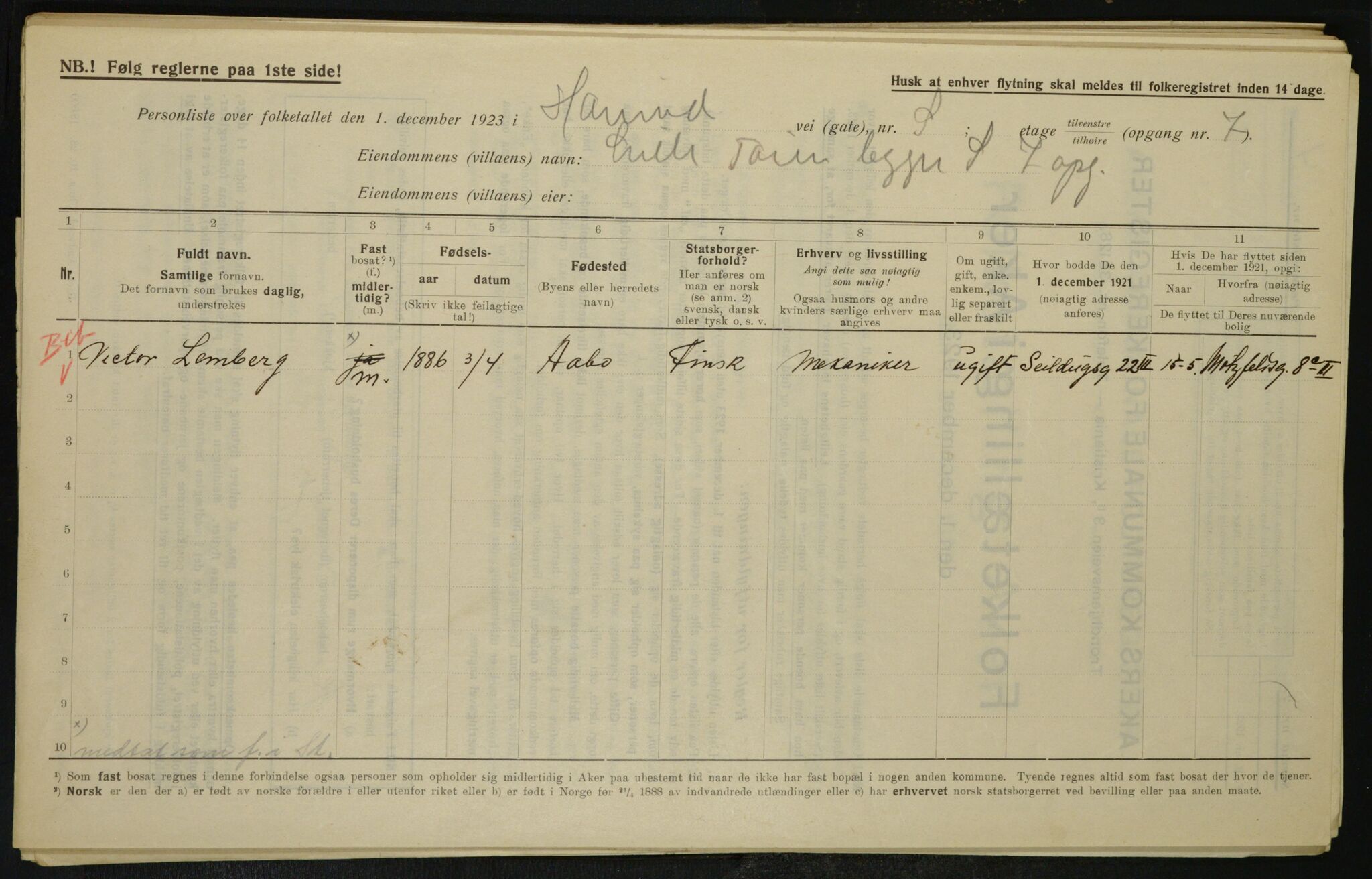 , Municipal Census 1923 for Aker, 1923, p. 26873