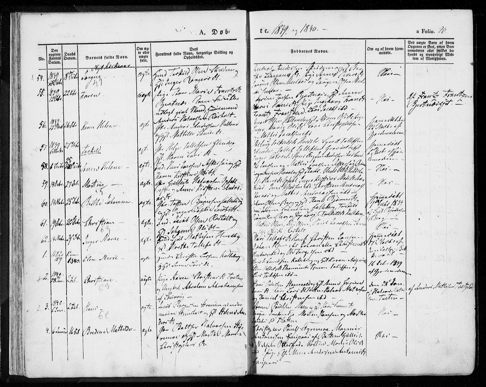 Lardal kirkebøker, AV/SAKO-A-350/F/Fa/L0006: Parish register (official) no. I 6, 1835-1860, p. 20