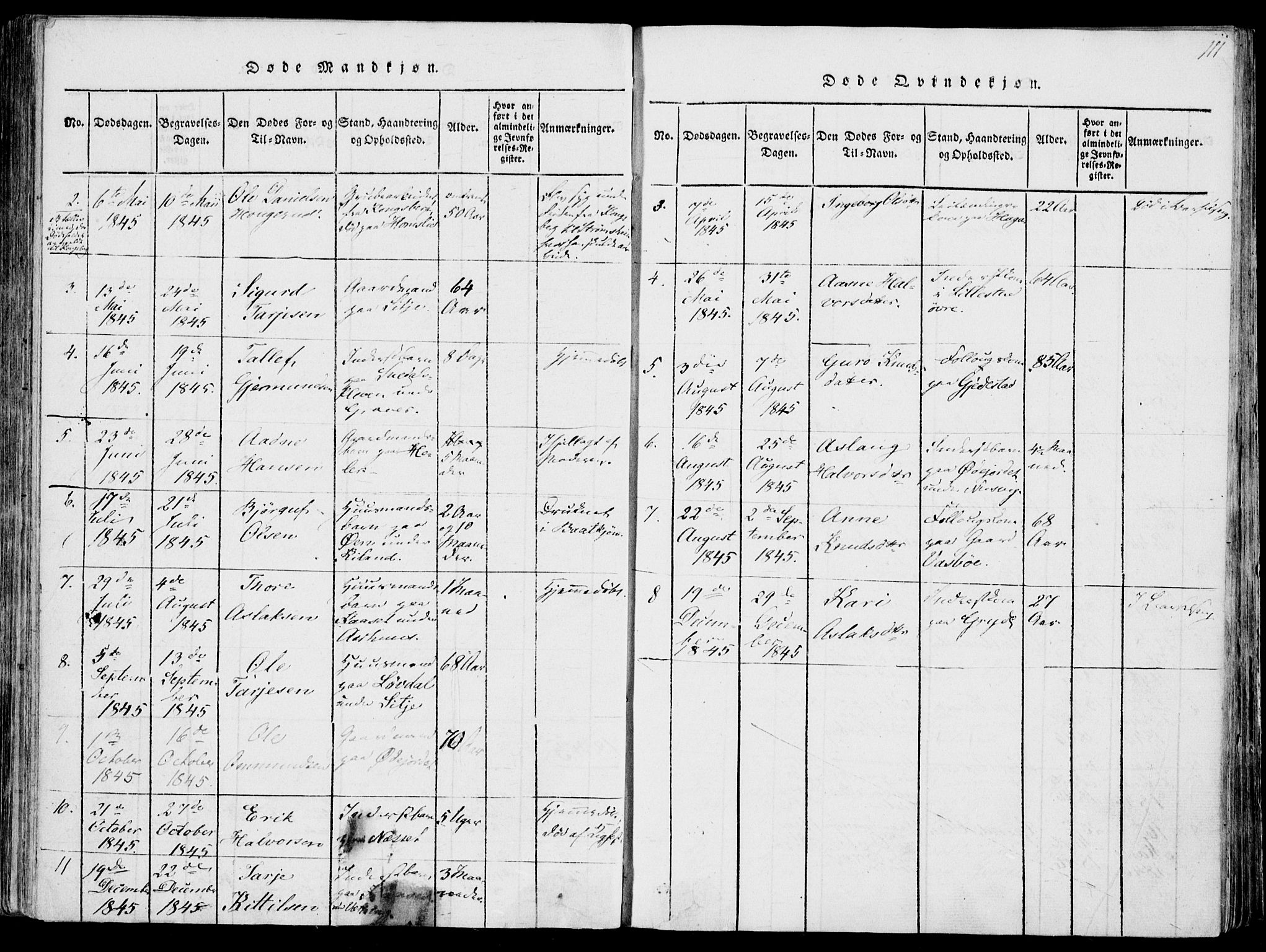 Fyresdal kirkebøker, AV/SAKO-A-263/F/Fa/L0004: Parish register (official) no. I 4, 1815-1854, p. 111