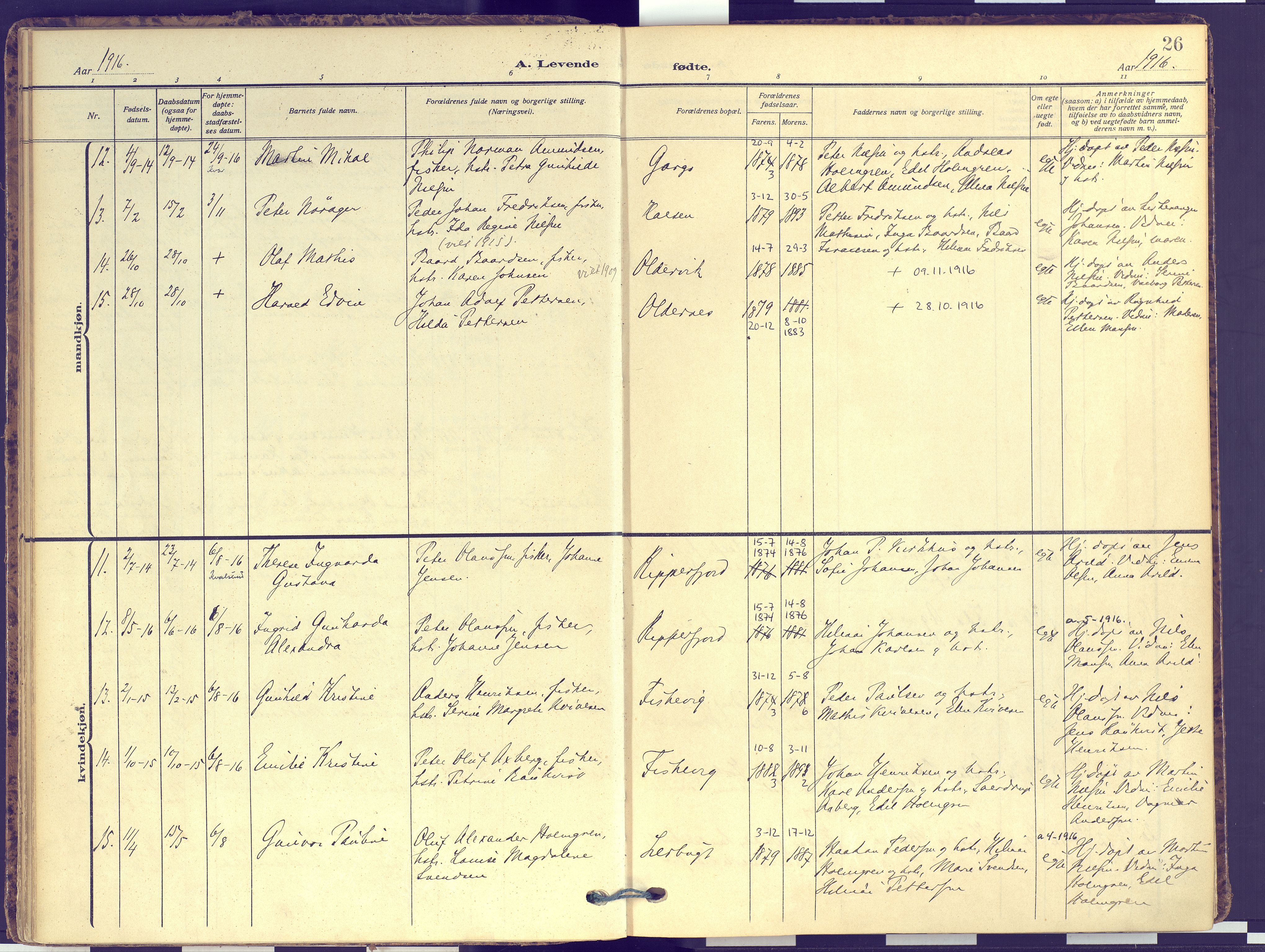 Hammerfest sokneprestkontor, SATØ/S-1347: Parish register (official) no. 16, 1908-1923, p. 26
