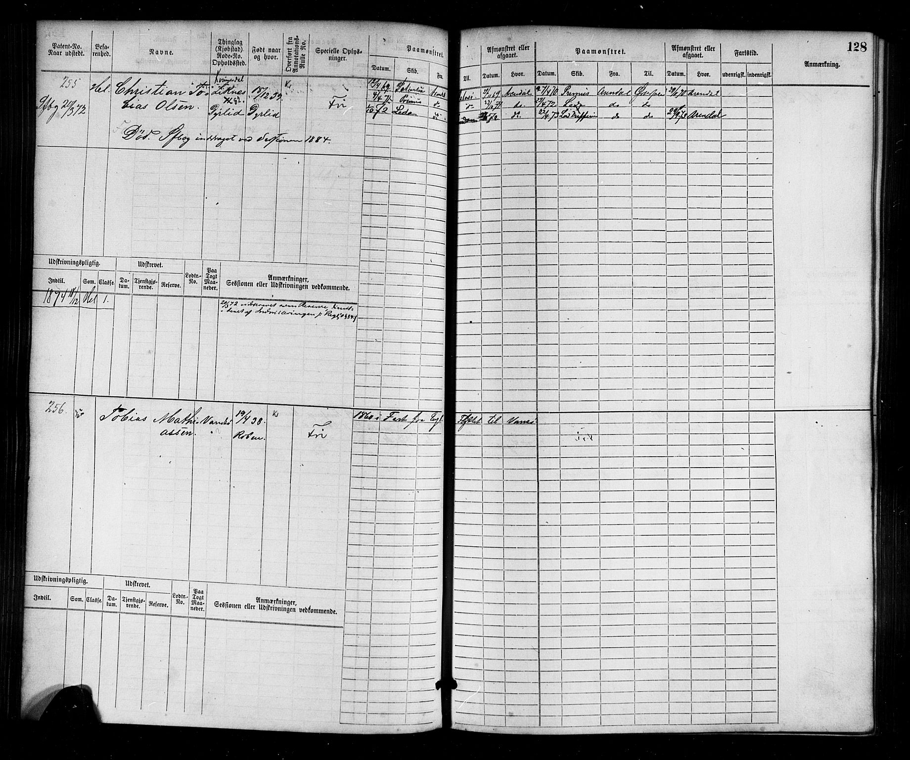 Flekkefjord mønstringskrets, AV/SAK-2031-0018/F/Fb/L0001: Hovedrulle nr 1-764, N-4, 1868-1900, p. 132