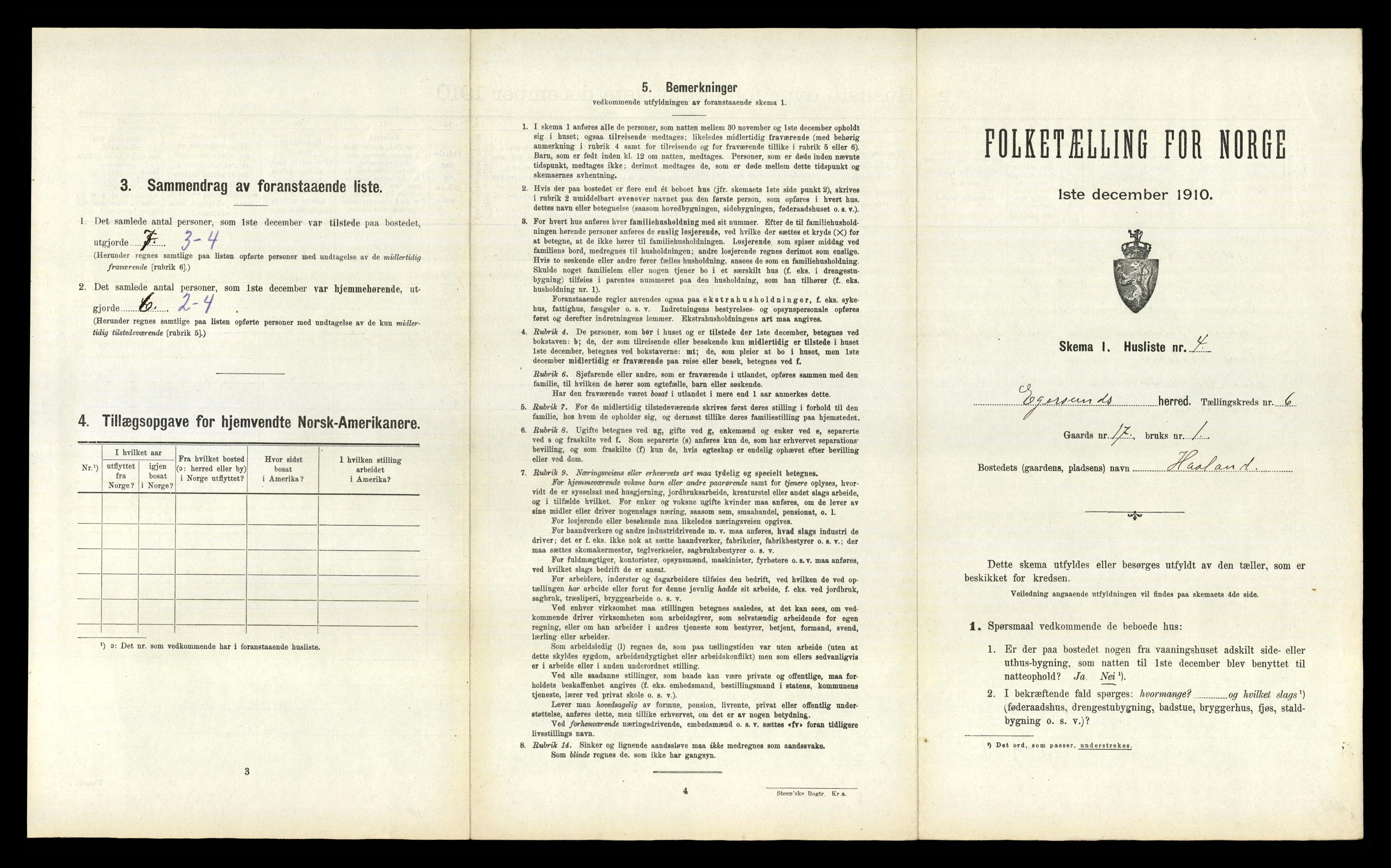 RA, 1910 census for Eigersund, 1910, p. 510