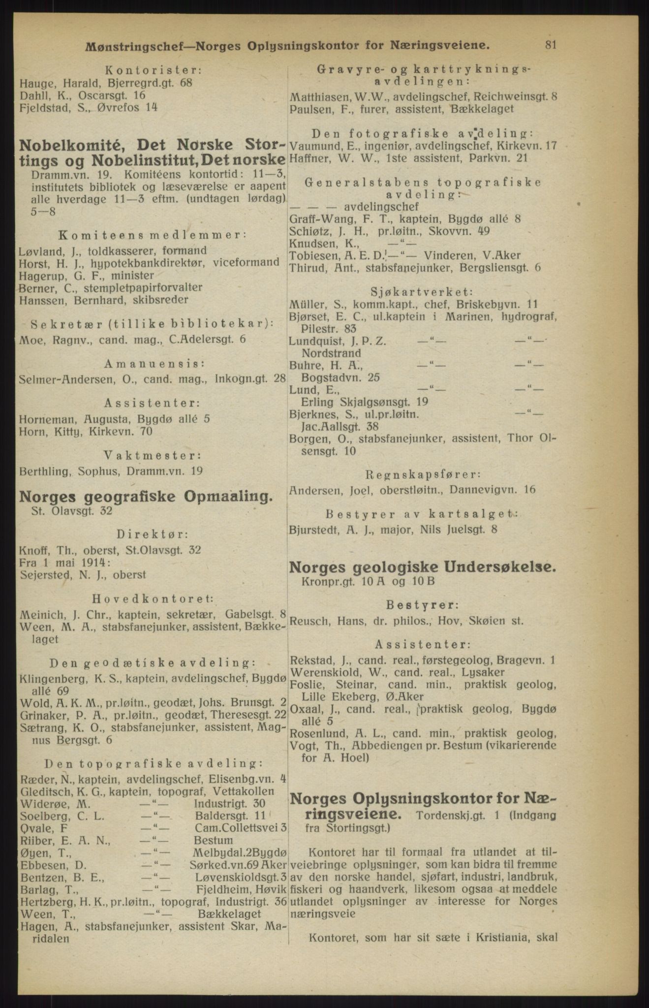 Kristiania/Oslo adressebok, PUBL/-, 1914, p. 81