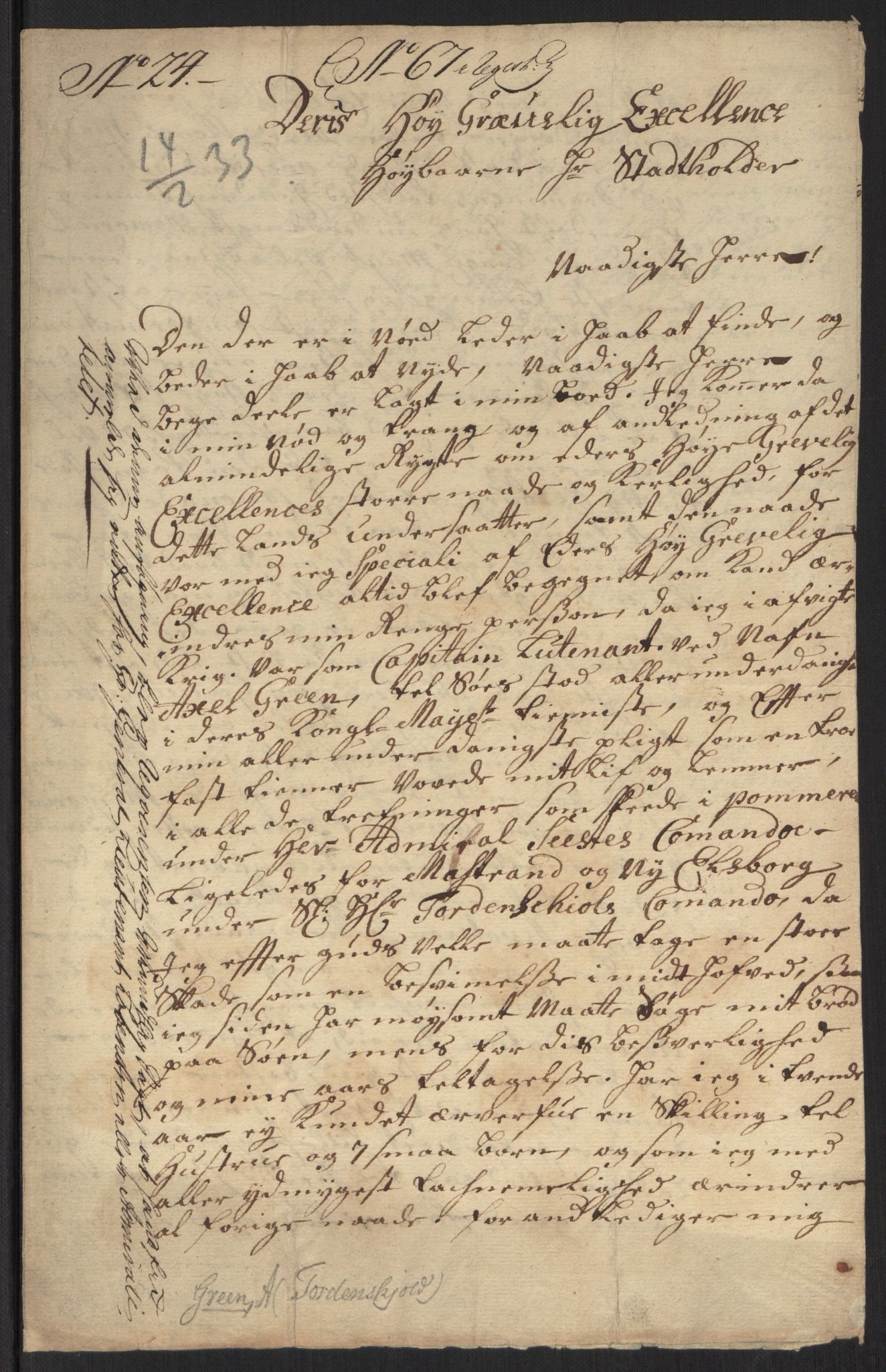 Stattholderembetet 1572-1771, RA/EA-2870/Ef/L0107: Brev fra embetsmenn og andre, 1733-1734, p. 33