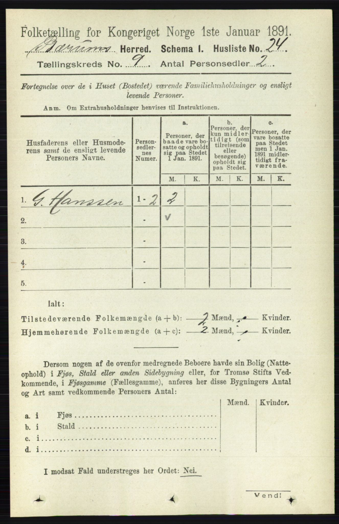 RA, 1891 census for 0219 Bærum, 1891, p. 5004