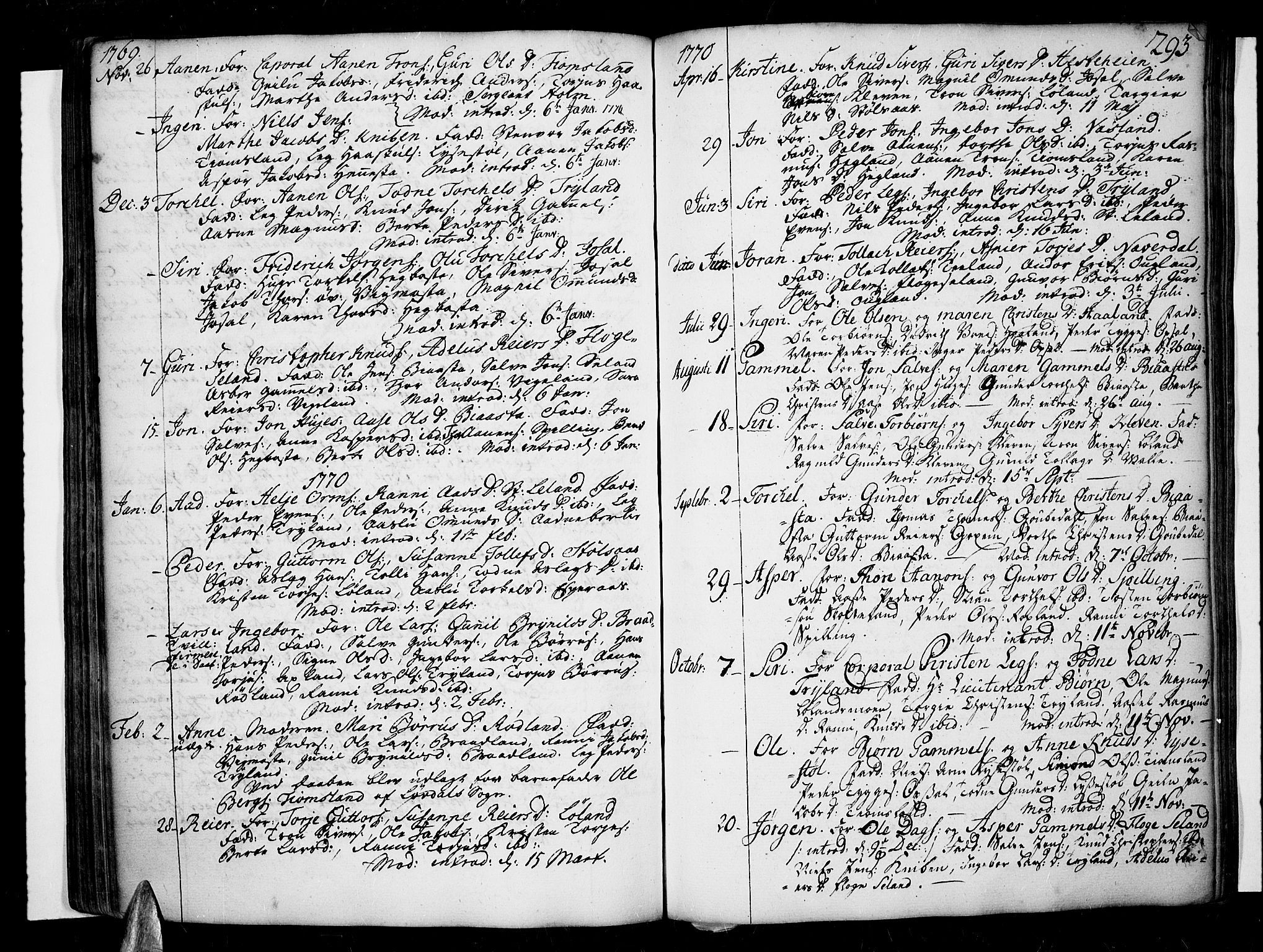 Sør-Audnedal sokneprestkontor, AV/SAK-1111-0039/F/Fa/Fab/L0001: Parish register (official) no. A 1 /3, 1726-1783, p. 293