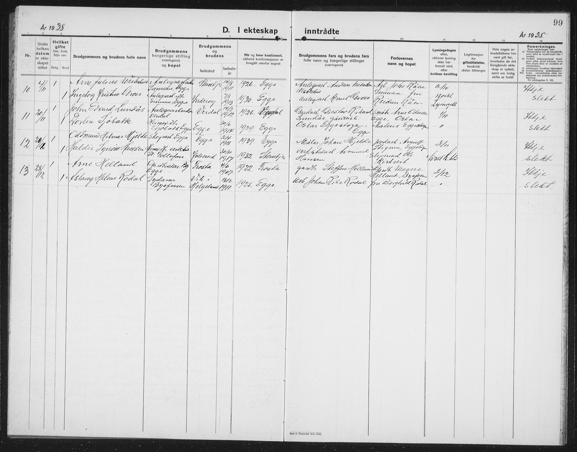 Ministerialprotokoller, klokkerbøker og fødselsregistre - Nord-Trøndelag, SAT/A-1458/740/L0383: Parish register (copy) no. 740C04, 1927-1939, p. 99
