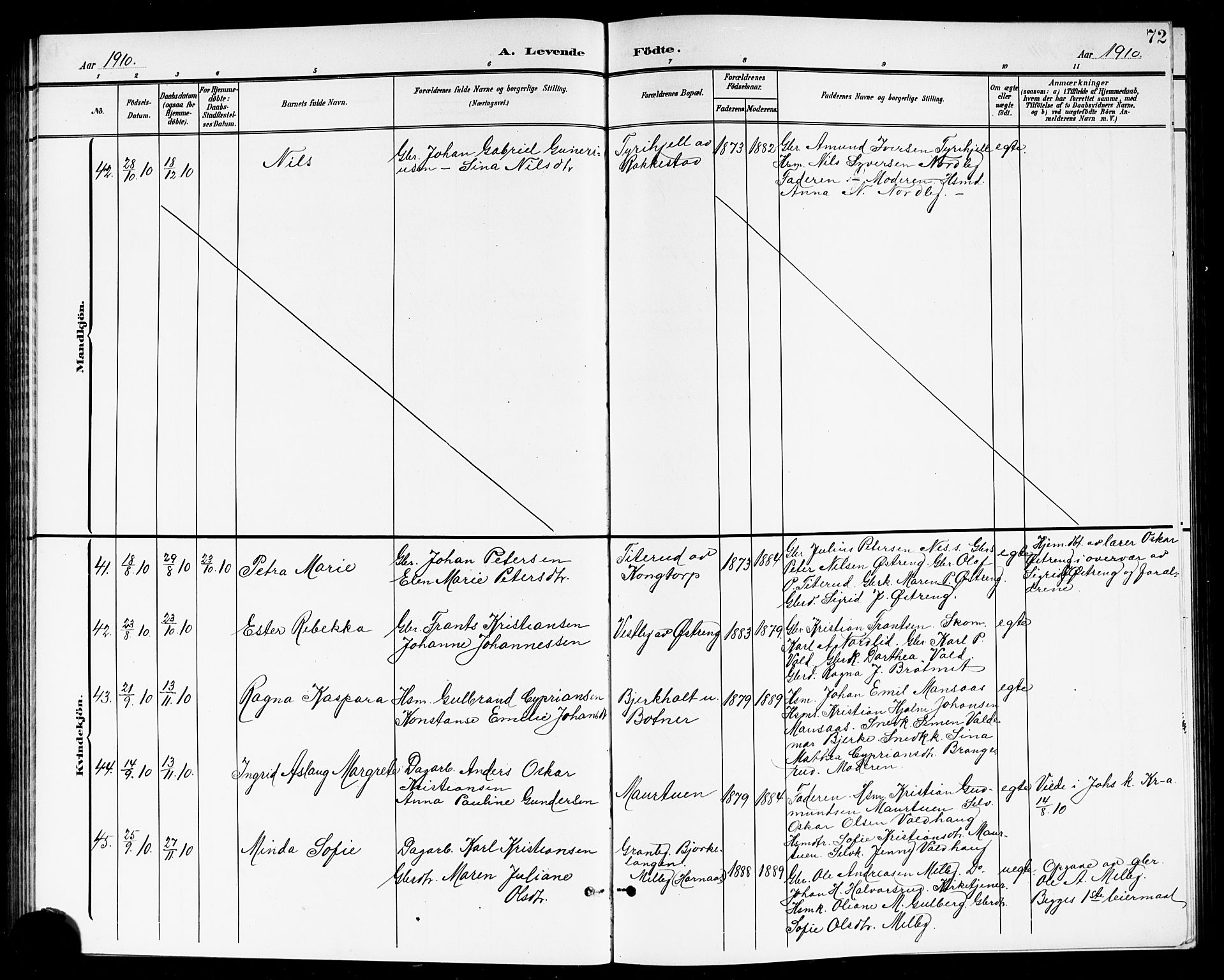 Høland prestekontor Kirkebøker, AV/SAO-A-10346a/G/Ga/L0007: Parish register (copy) no. I 7, 1902-1914, p. 72