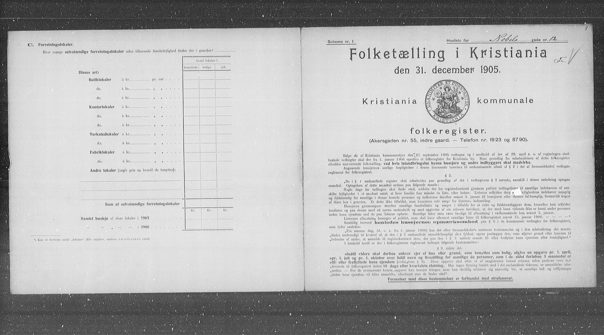 OBA, Municipal Census 1905 for Kristiania, 1905, p. 37485