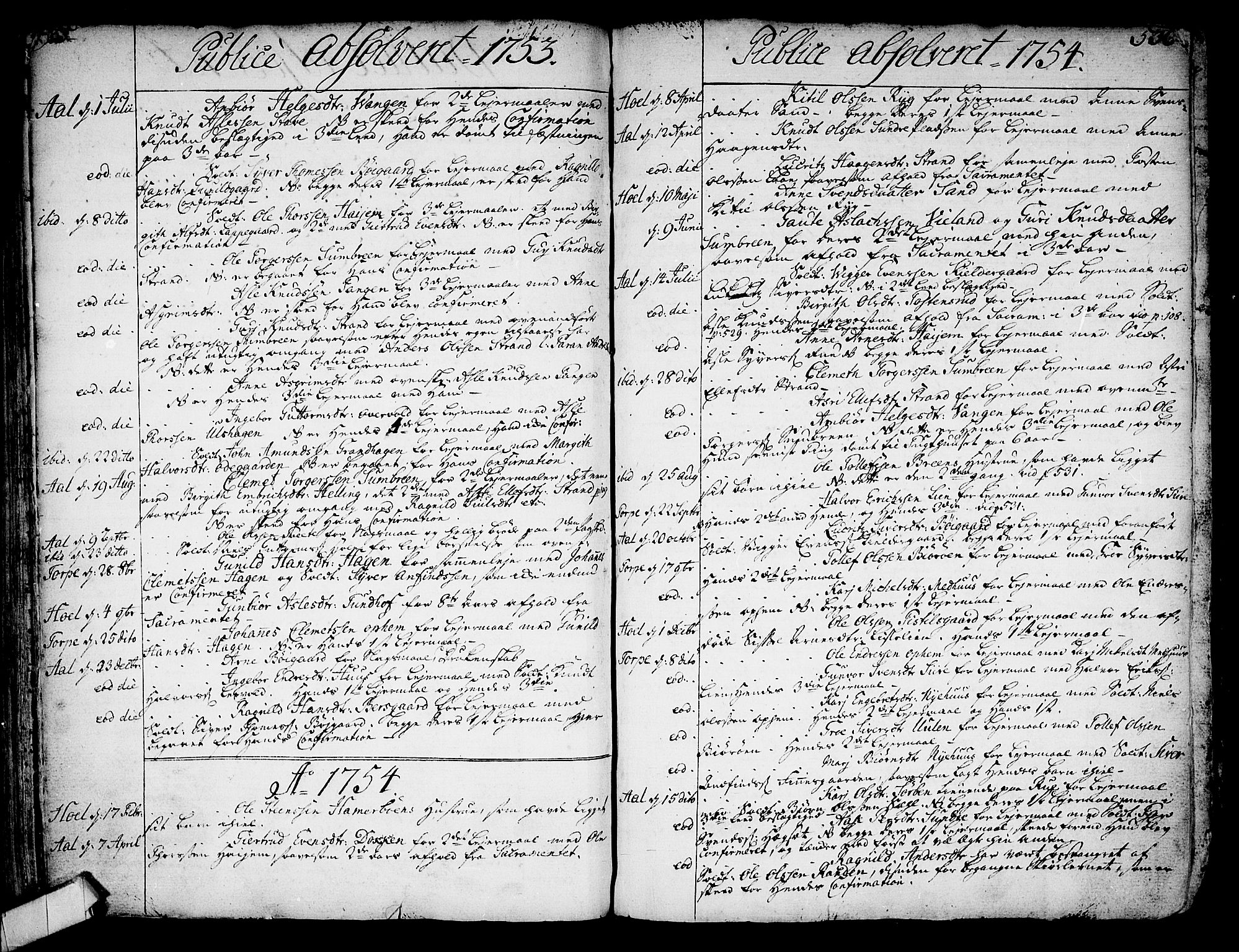 Ål kirkebøker, AV/SAKO-A-249/F/Fa/L0001: Parish register (official) no. I 1, 1744-1769, p. 535-536