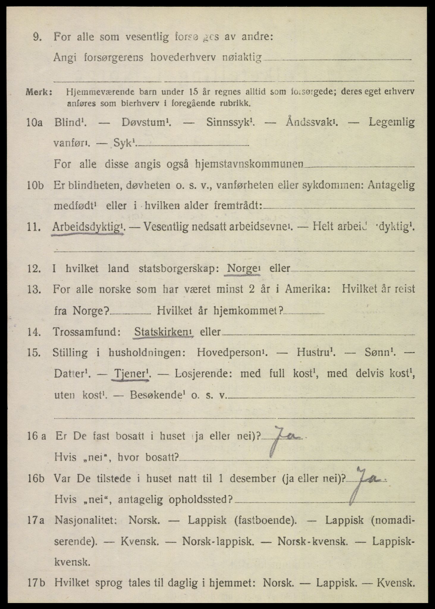 SAT, 1920 census for Hegra, 1920, p. 5155