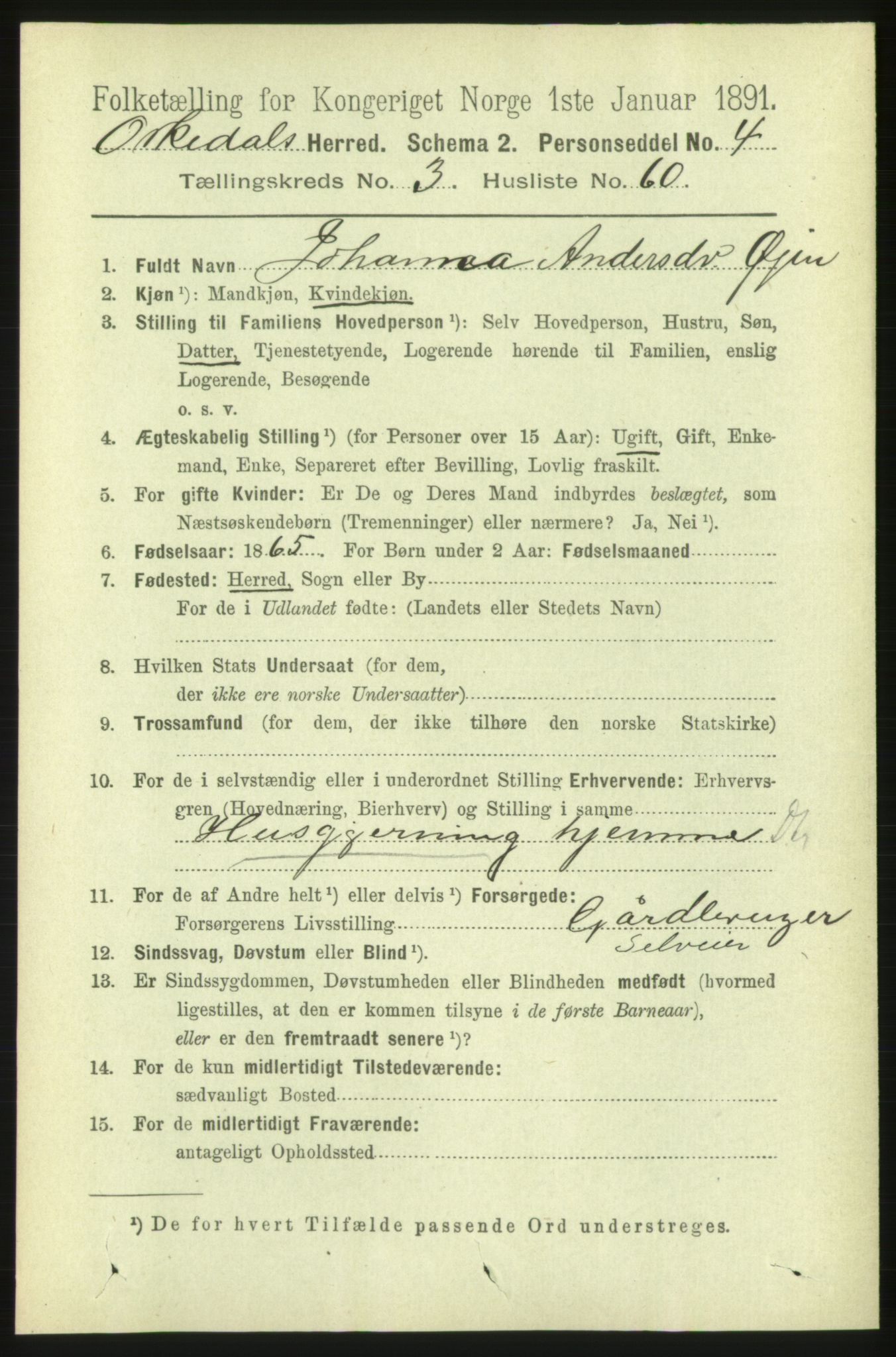 RA, 1891 census for 1638 Orkdal, 1891, p. 1775