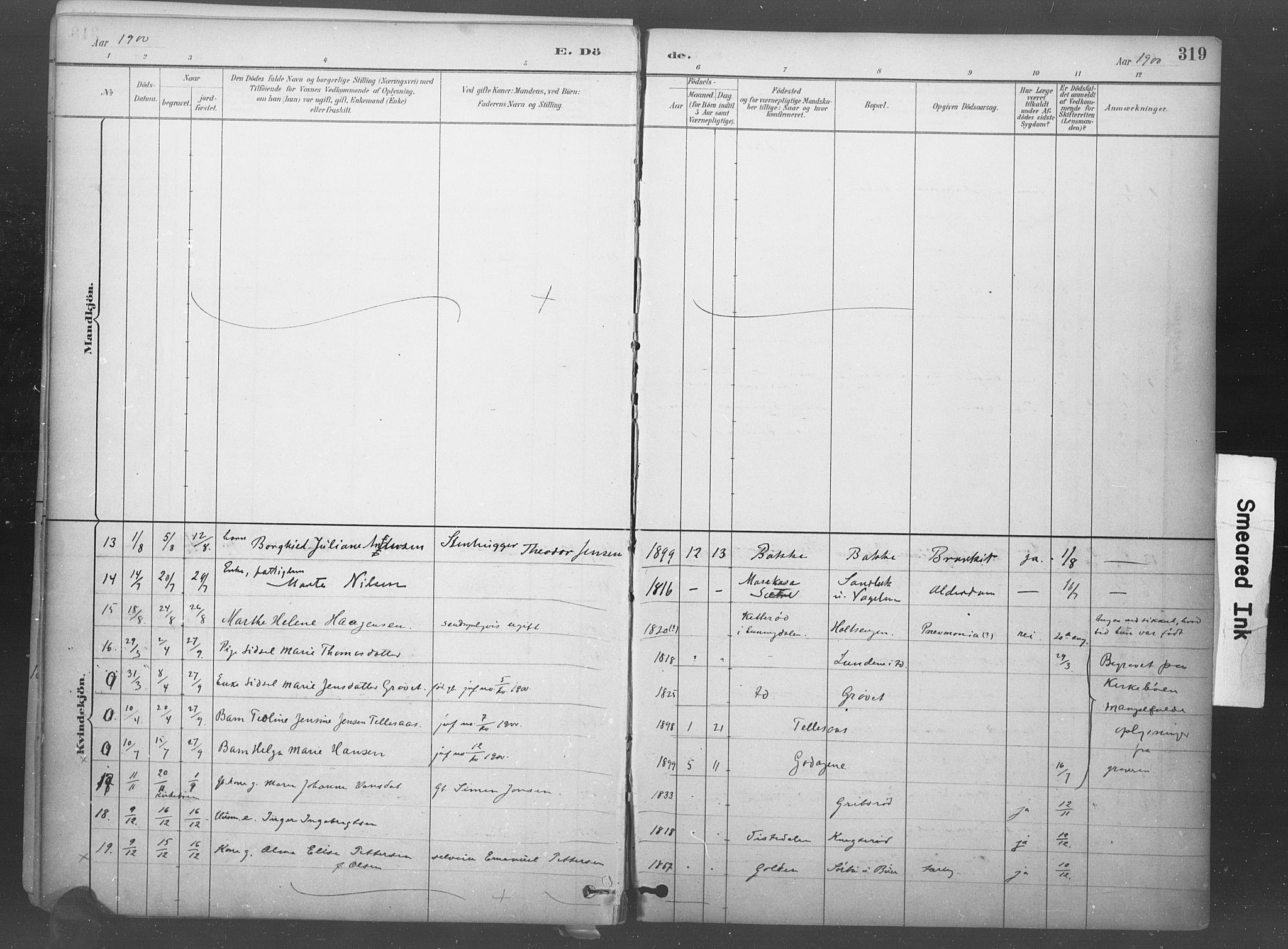 Idd prestekontor Kirkebøker, AV/SAO-A-10911/F/Fb/L0002: Parish register (official) no. II 2, 1882-1923, p. 319