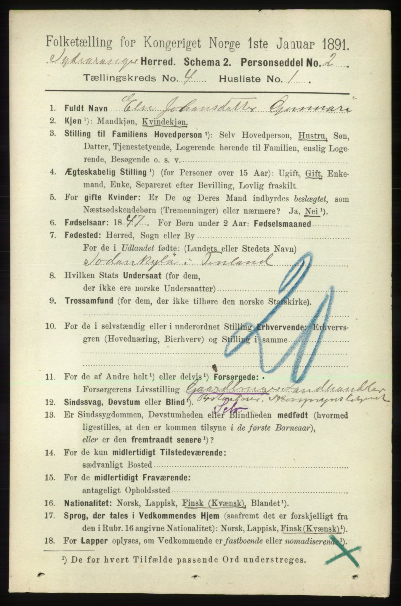 RA, 1891 census for 2030 Sør-Varanger, 1891, p. 1079