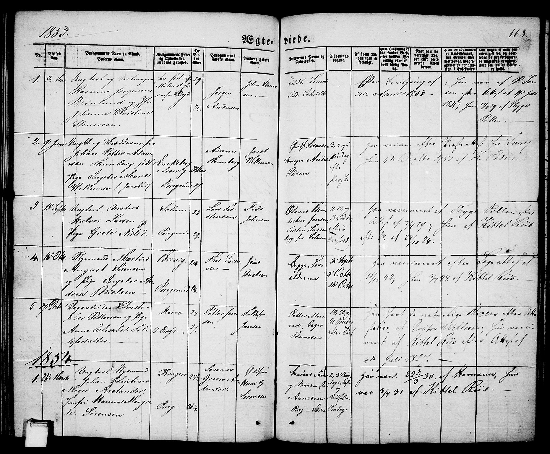 Porsgrunn kirkebøker , SAKO/A-104/G/Ga/L0002: Parish register (copy) no. I 2, 1847-1877, p. 163