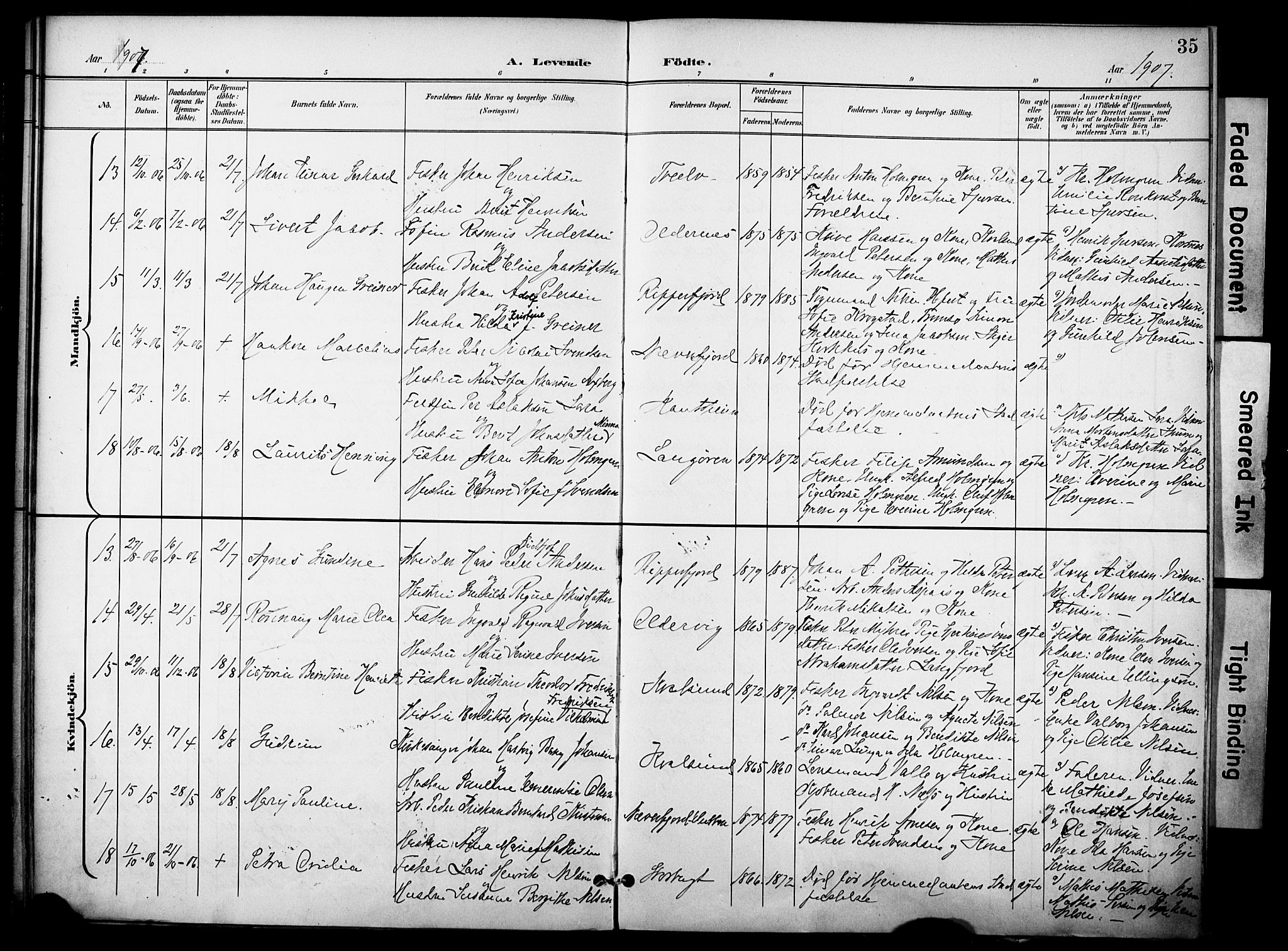 Hammerfest sokneprestkontor, SATØ/S-1347/H/Ha/L0012.kirke: Parish register (official) no. 12, 1898-1908, p. 35