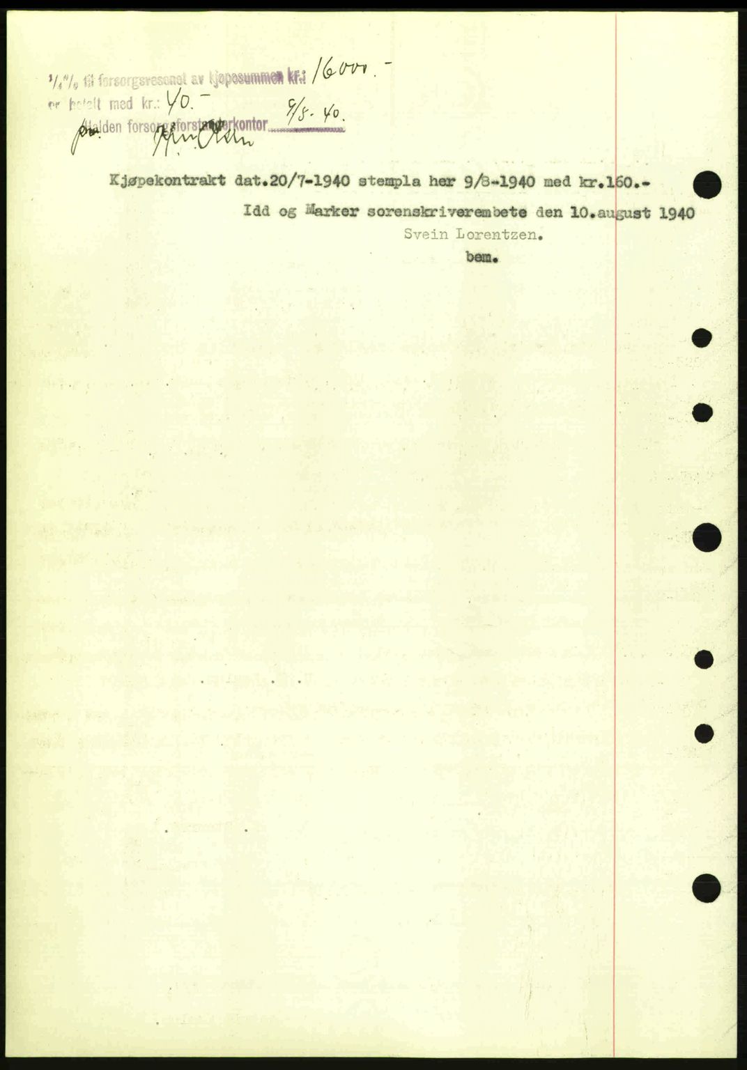 Idd og Marker sorenskriveri, AV/SAO-A-10283/G/Gb/Gbb/L0004: Mortgage book no. A4, 1940-1941, Diary no: : 593/1940