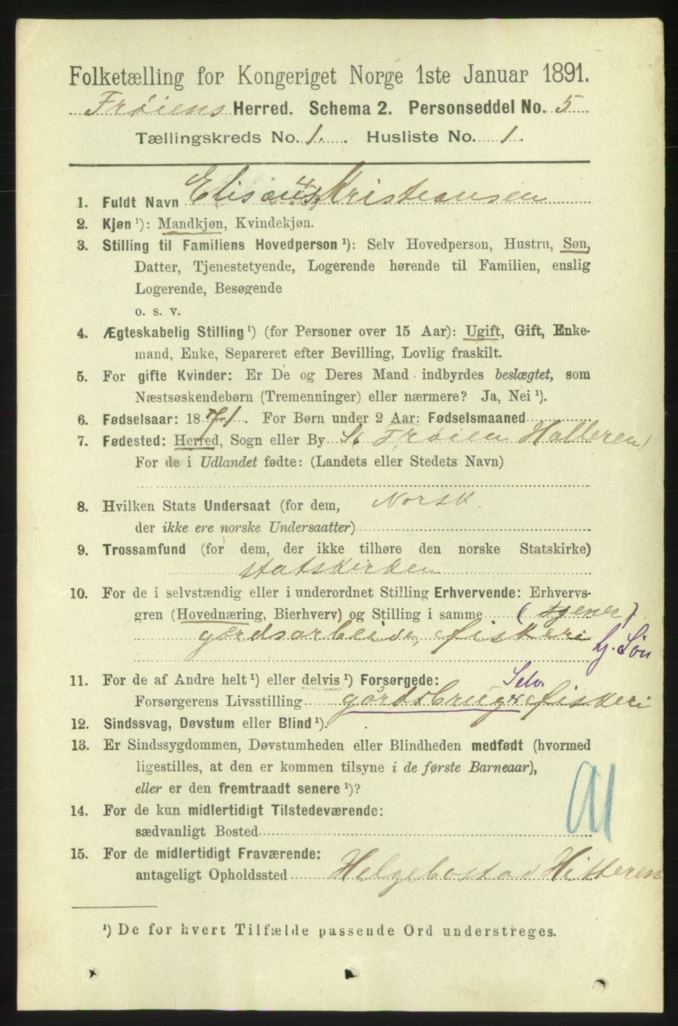 RA, 1891 census for 1619 Frøya, 1891, p. 146