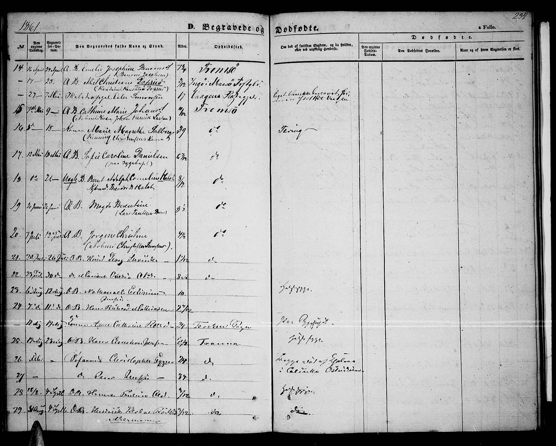 Tromsø sokneprestkontor/stiftsprosti/domprosti, SATØ/S-1343/G/Gb/L0006klokker: Parish register (copy) no. 6, 1857-1866, p. 234