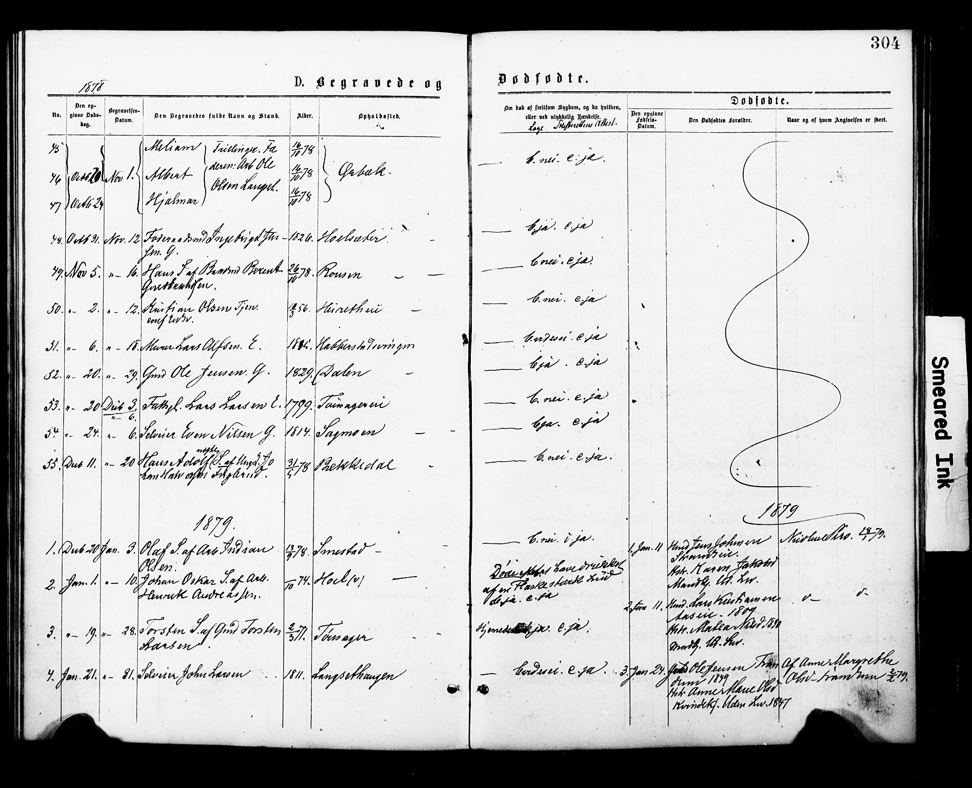 Eidsvoll prestekontor Kirkebøker, SAO/A-10888/F/Fa/L0001: Parish register (official) no. I 1, 1877-1881, p. 304