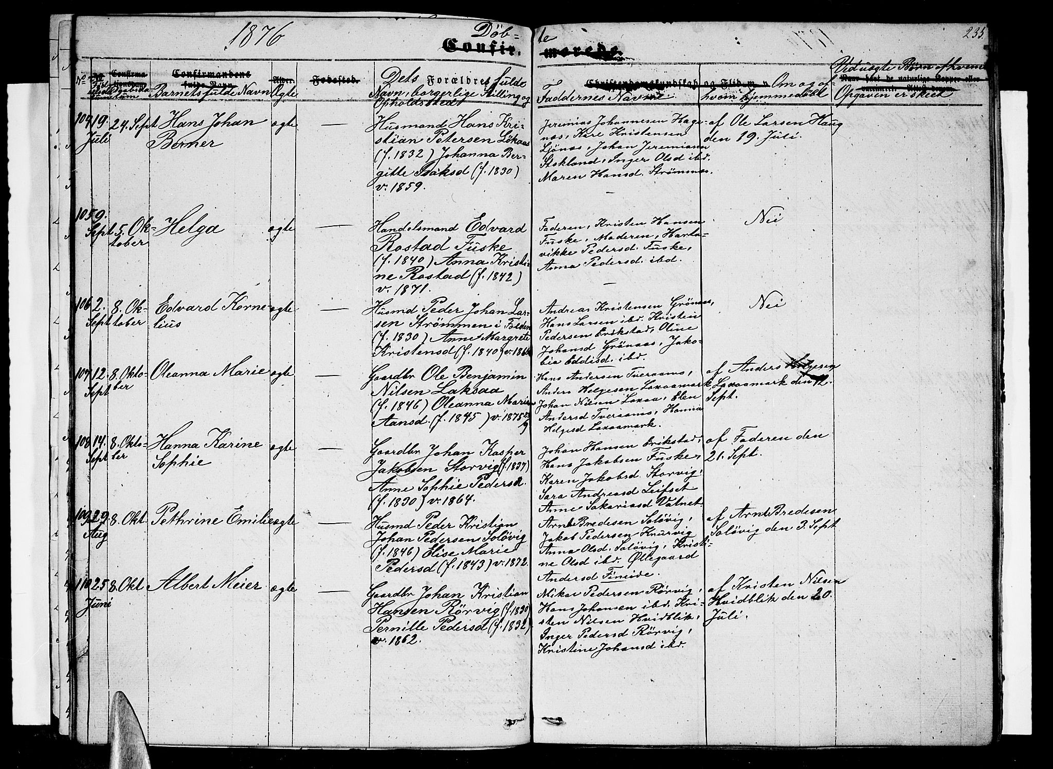 Ministerialprotokoller, klokkerbøker og fødselsregistre - Nordland, SAT/A-1459/852/L0753: Parish register (copy) no. 852C04, 1856-1877, p. 235
