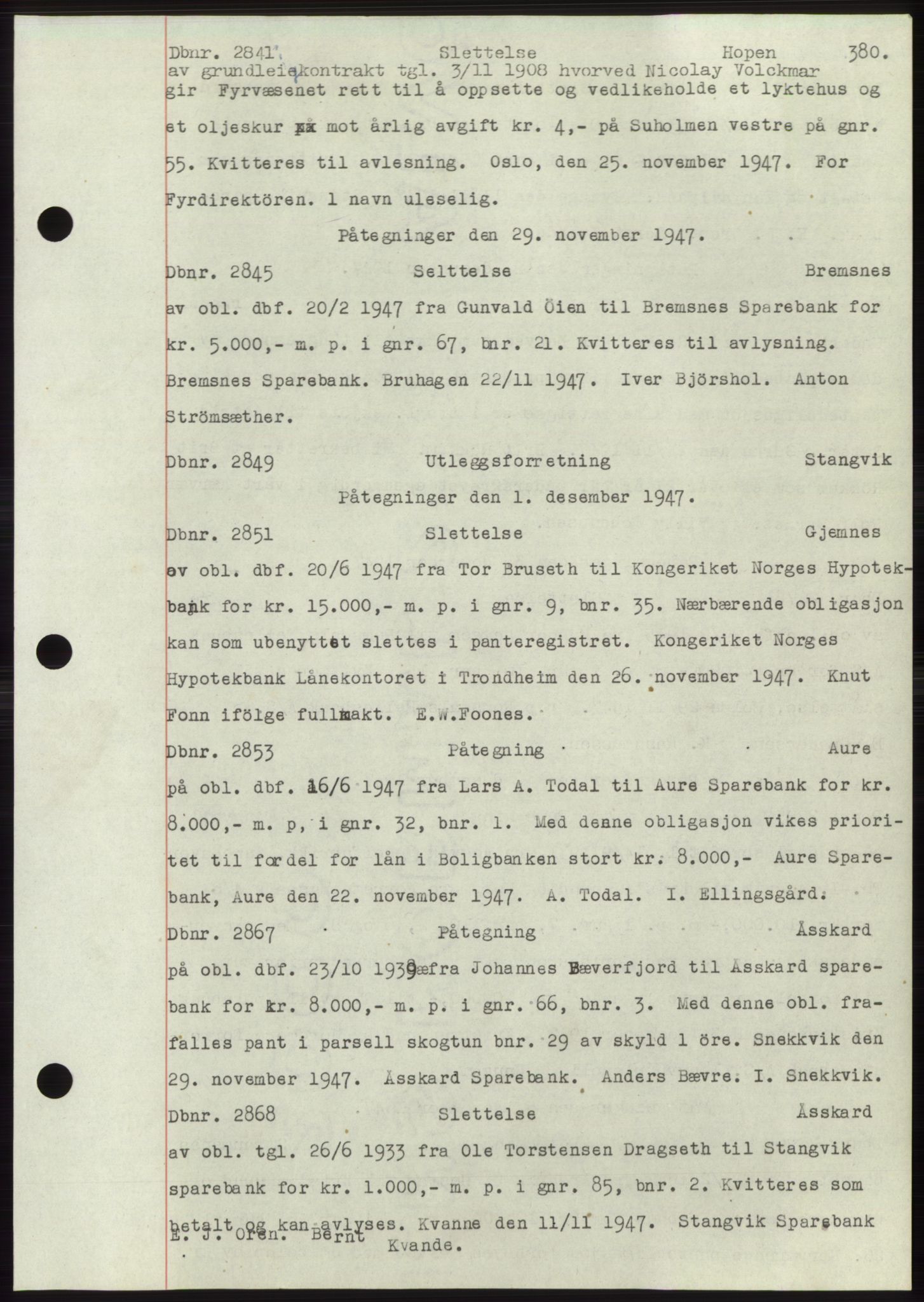 Nordmøre sorenskriveri, SAT/A-4132/1/2/2Ca: Mortgage book no. C82b, 1946-1951, Diary no: : 2841/1947