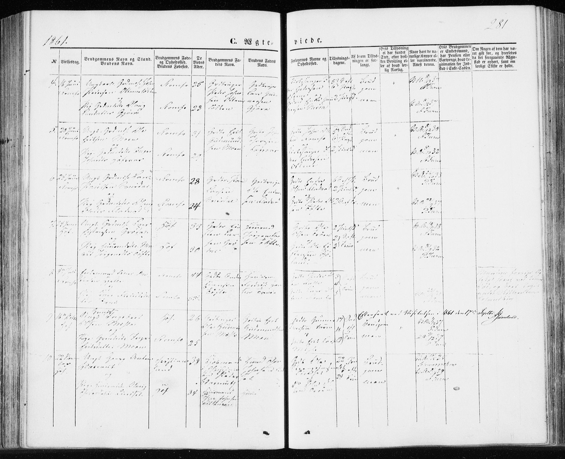 Ministerialprotokoller, klokkerbøker og fødselsregistre - Møre og Romsdal, SAT/A-1454/590/L1013: Parish register (official) no. 590A05, 1847-1877, p. 281
