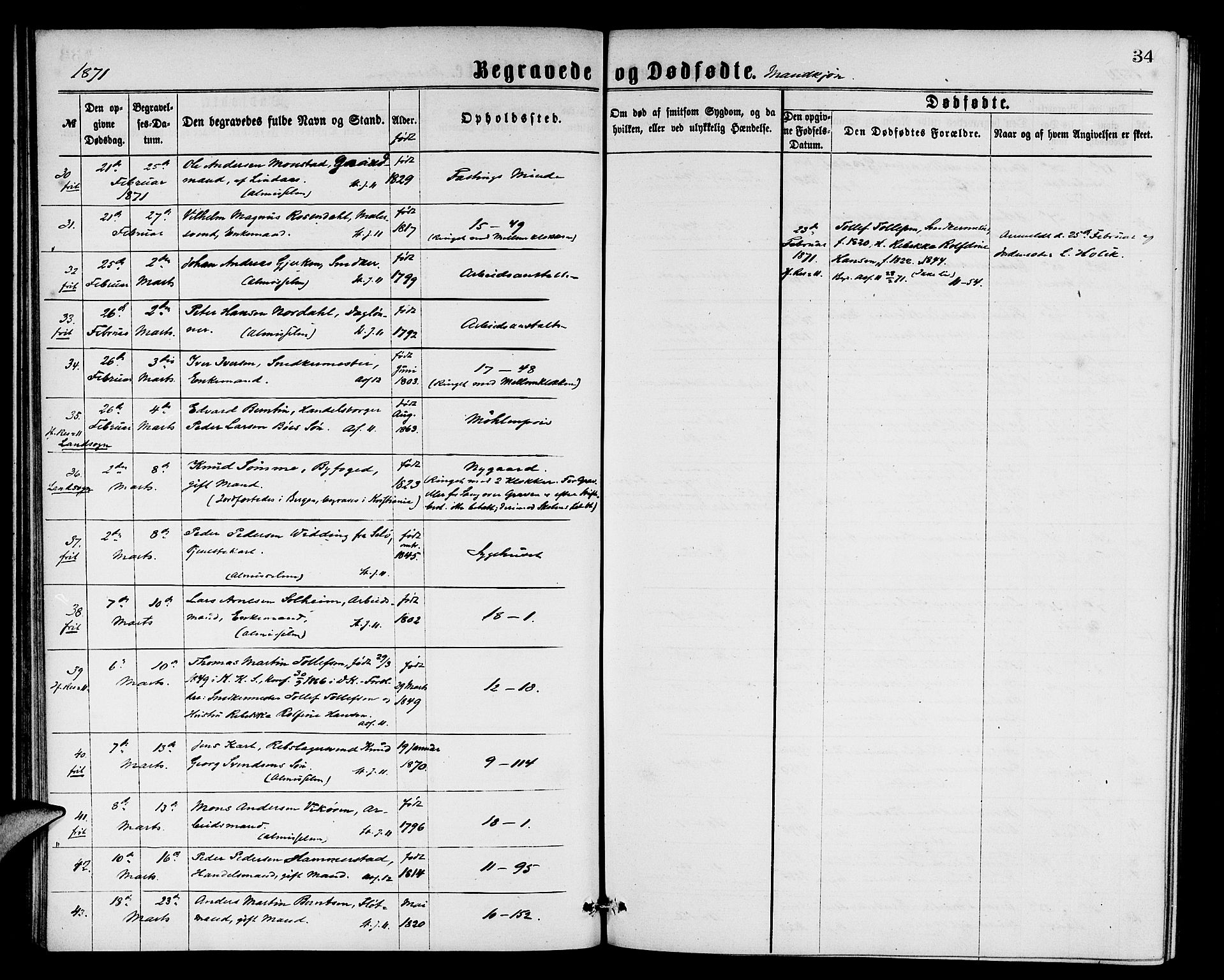 Domkirken sokneprestembete, AV/SAB-A-74801/H/Hab/L0040: Parish register (copy) no. E 4, 1868-1877, p. 34