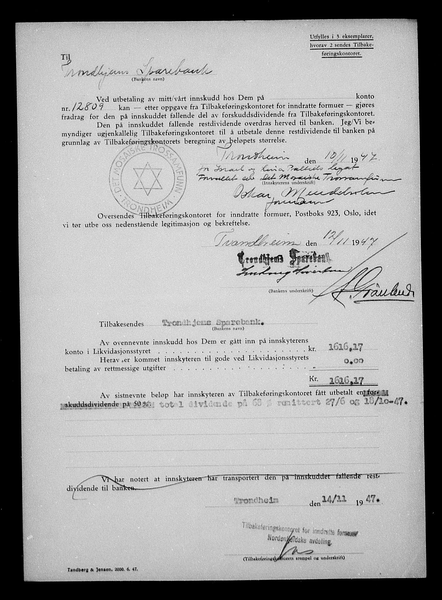 Justisdepartementet, Tilbakeføringskontoret for inndratte formuer, AV/RA-S-1564/H/Hc/Hca/L0906: --, 1945-1947, p. 311