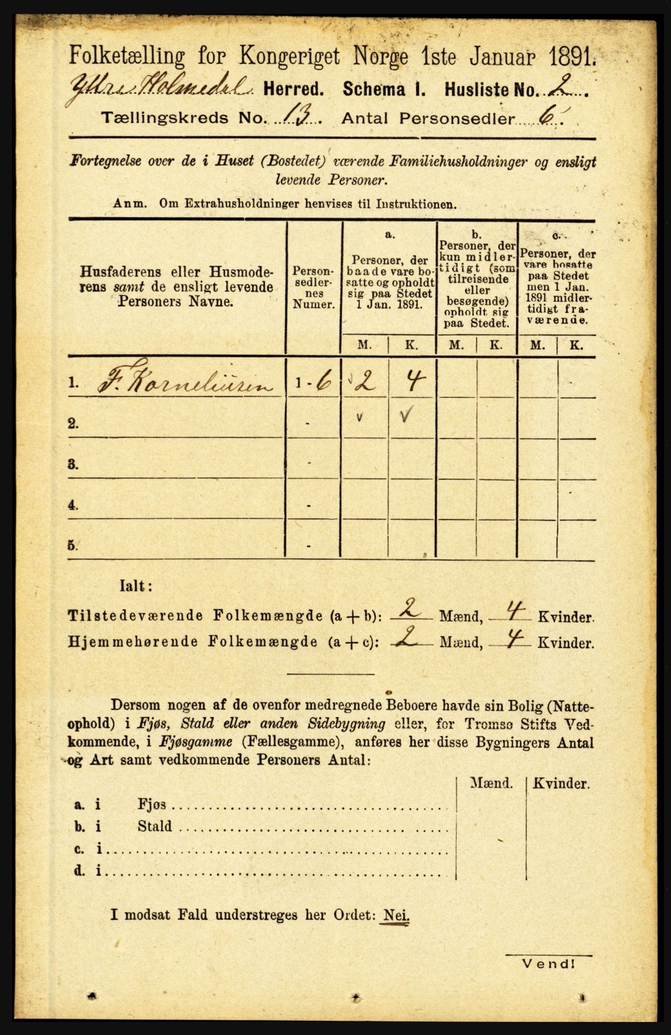 RA, 1891 census for 1429 Ytre Holmedal, 1891, p. 3377