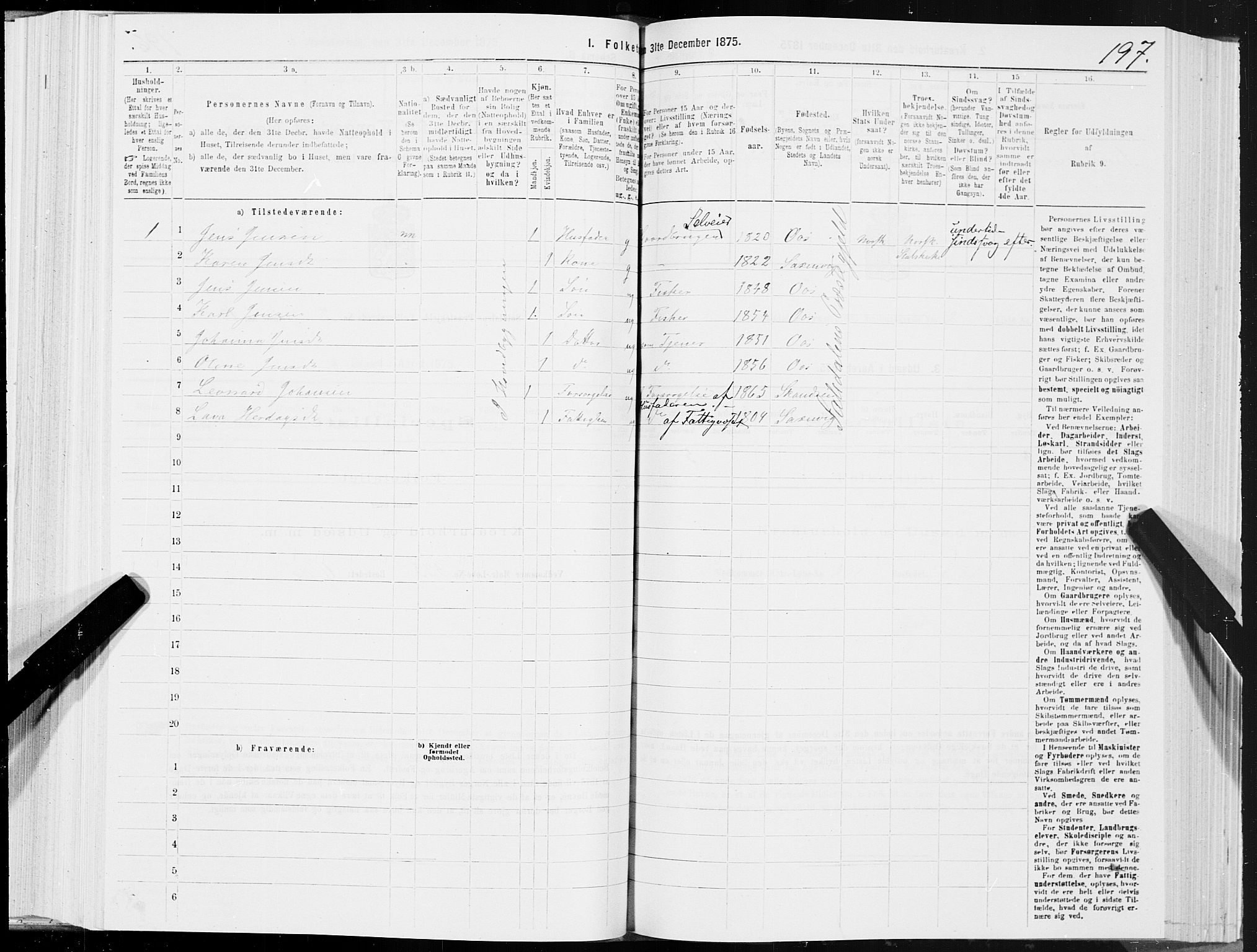 SAT, 1875 census for 1840P Saltdal, 1875, p. 1197