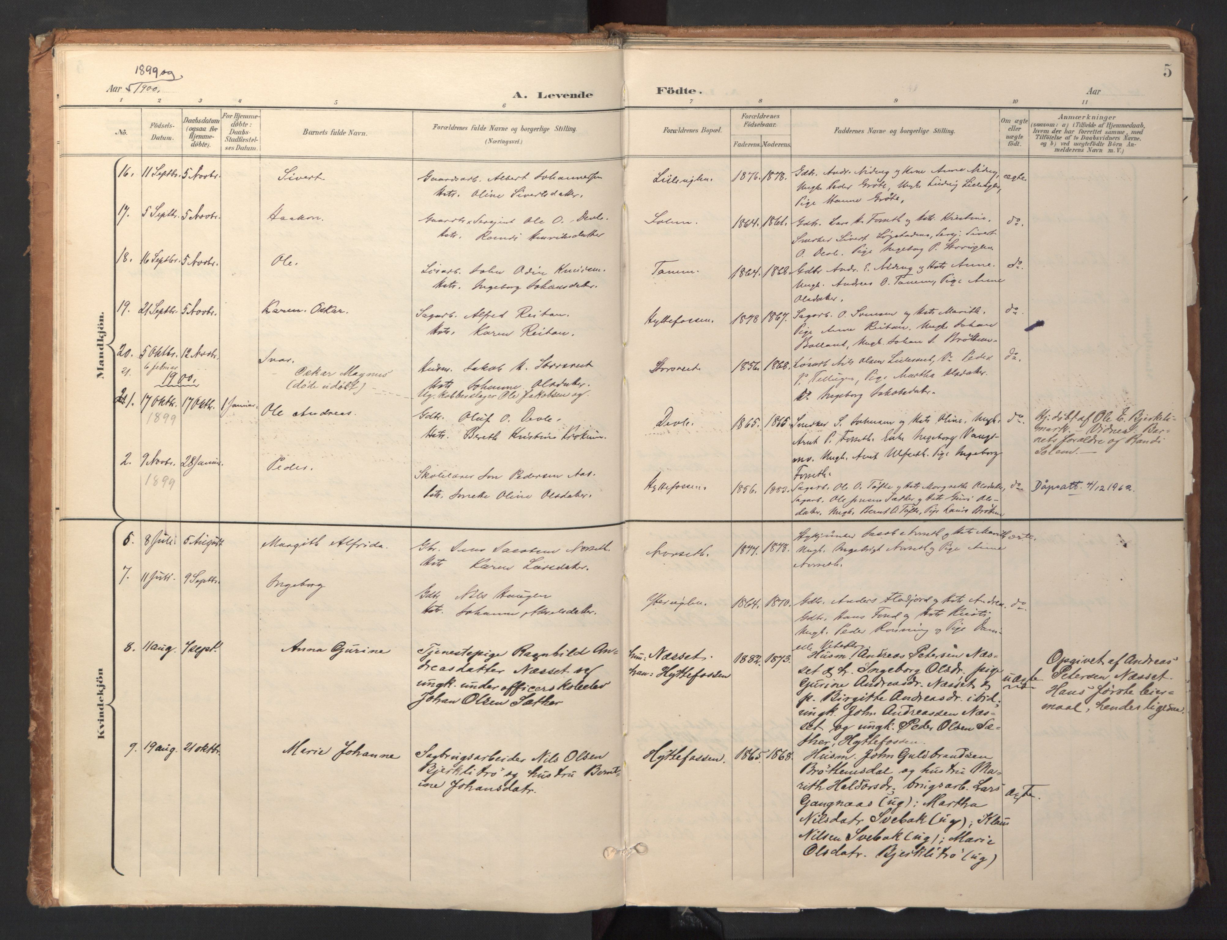 Ministerialprotokoller, klokkerbøker og fødselsregistre - Sør-Trøndelag, SAT/A-1456/618/L0448: Parish register (official) no. 618A11, 1898-1916, p. 5