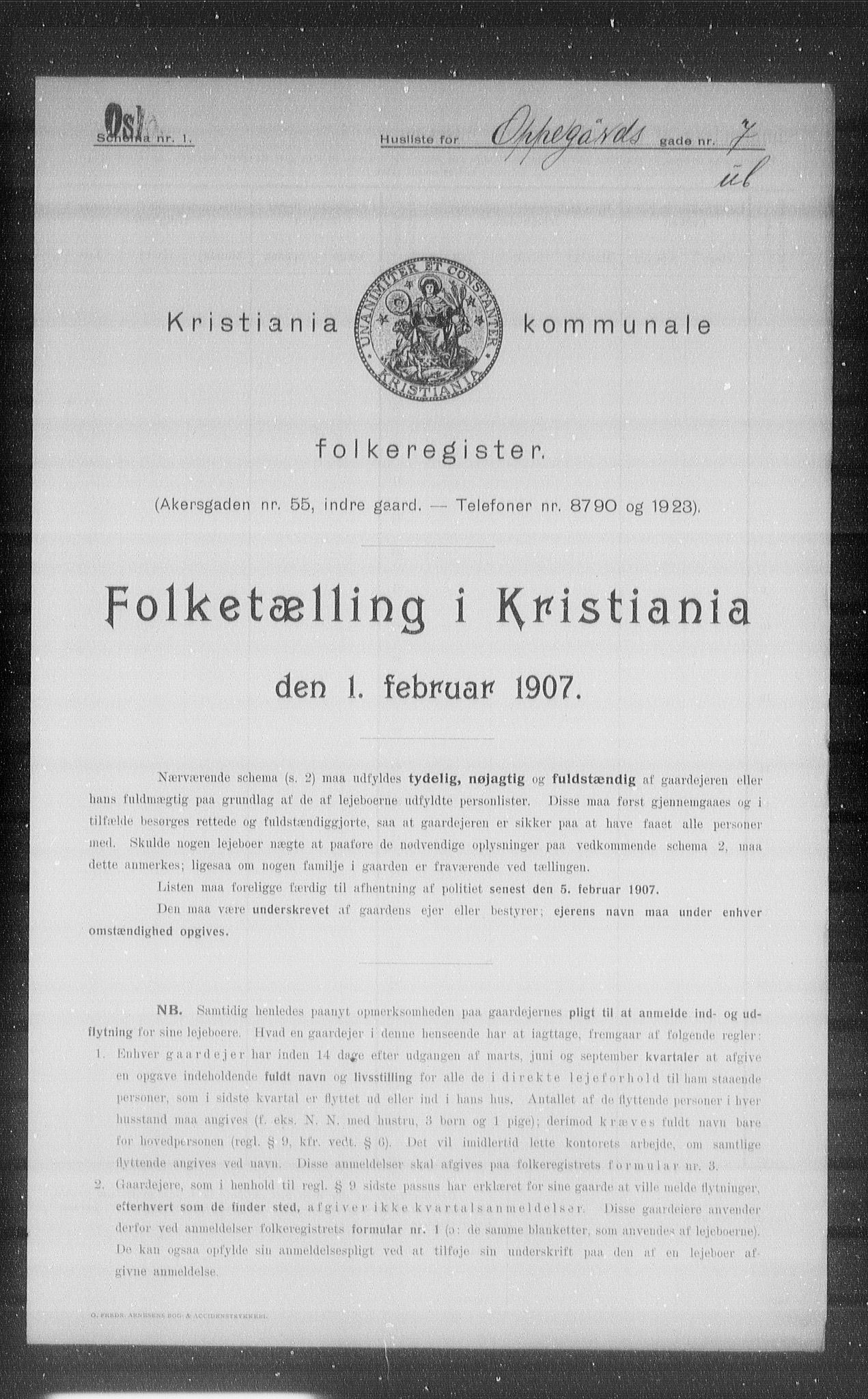 OBA, Municipal Census 1907 for Kristiania, 1907, p. 38854