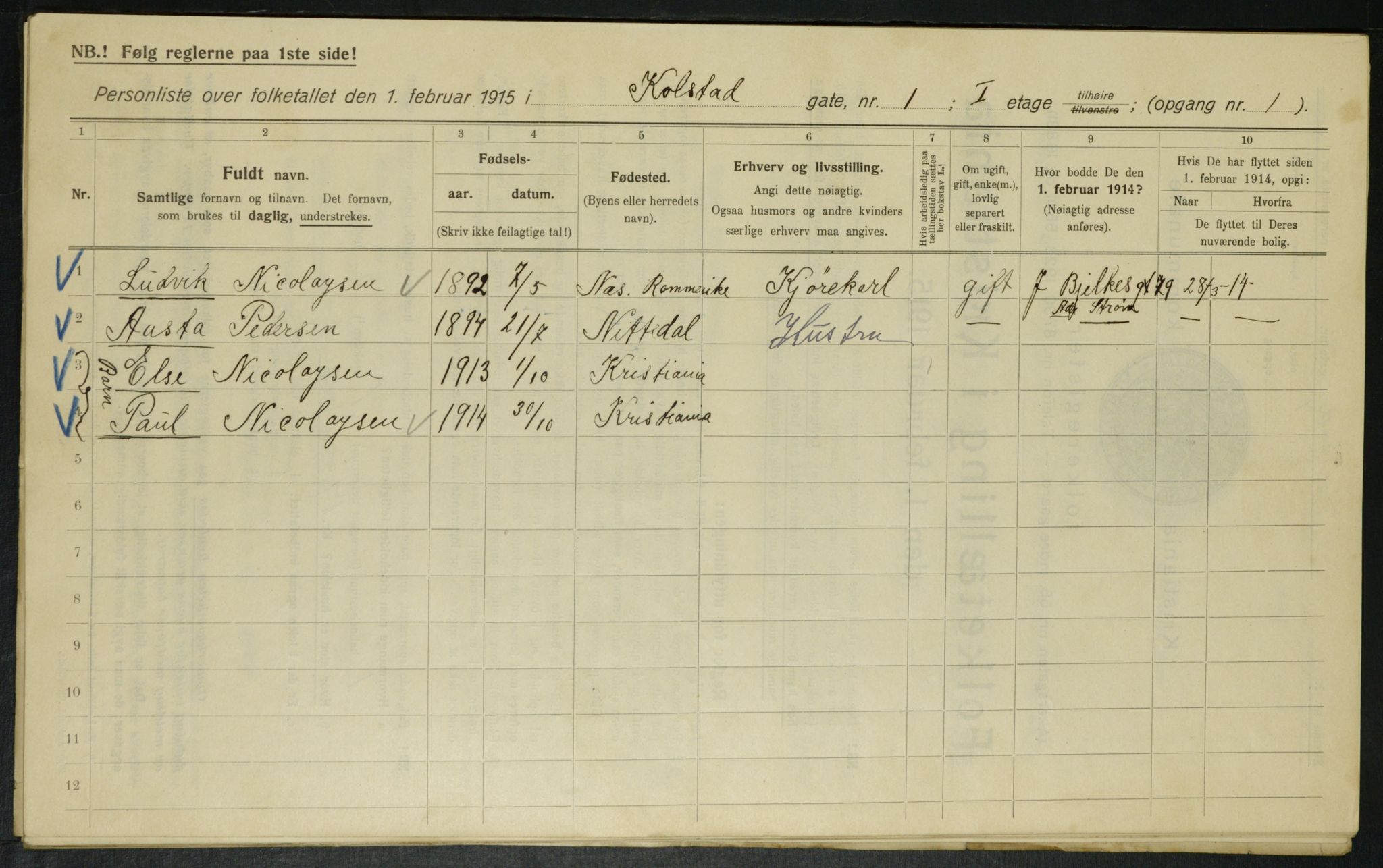 OBA, Municipal Census 1915 for Kristiania, 1915, p. 51687