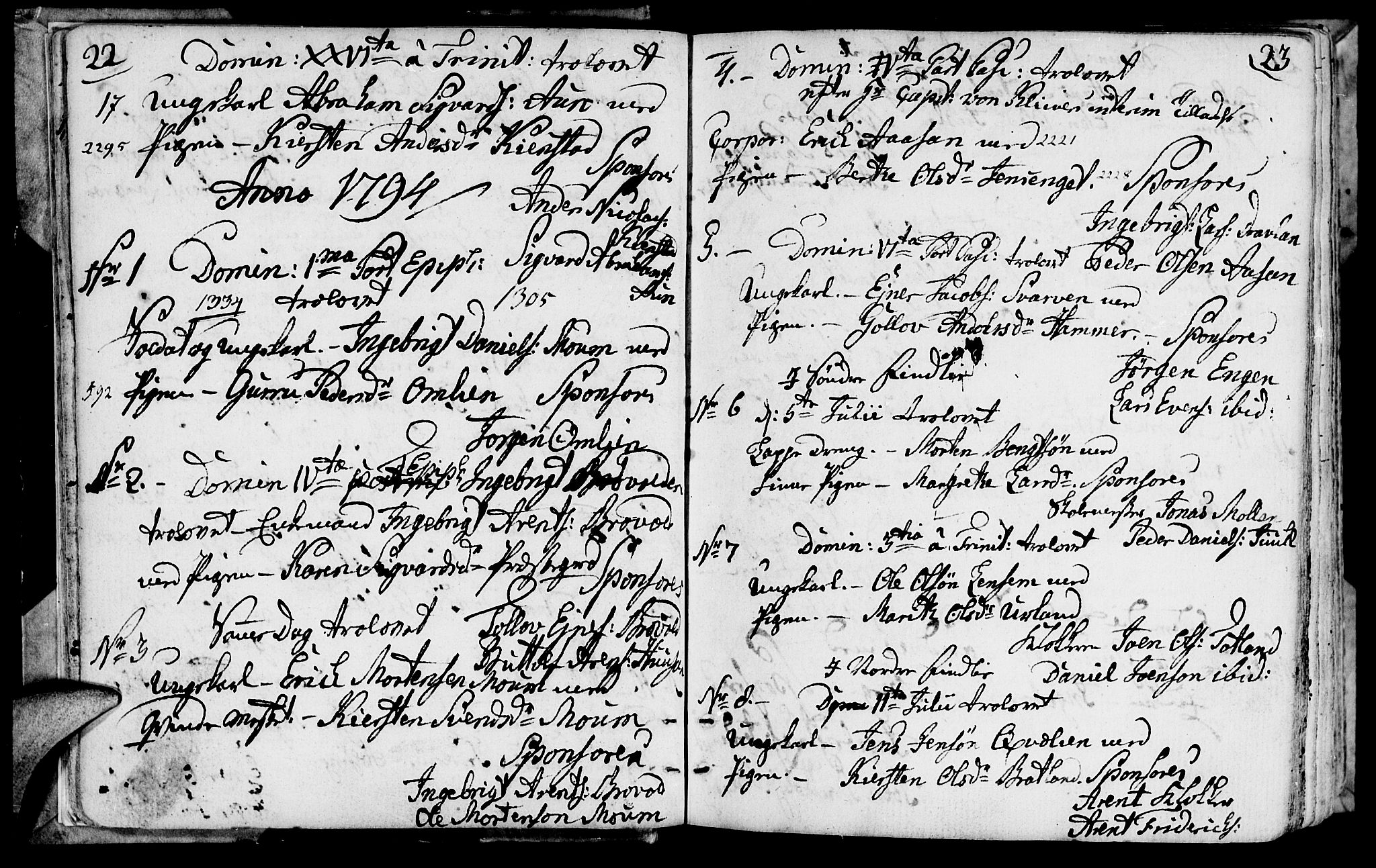 Ministerialprotokoller, klokkerbøker og fødselsregistre - Nord-Trøndelag, SAT/A-1458/749/L0468: Parish register (official) no. 749A02, 1787-1817, p. 22-23