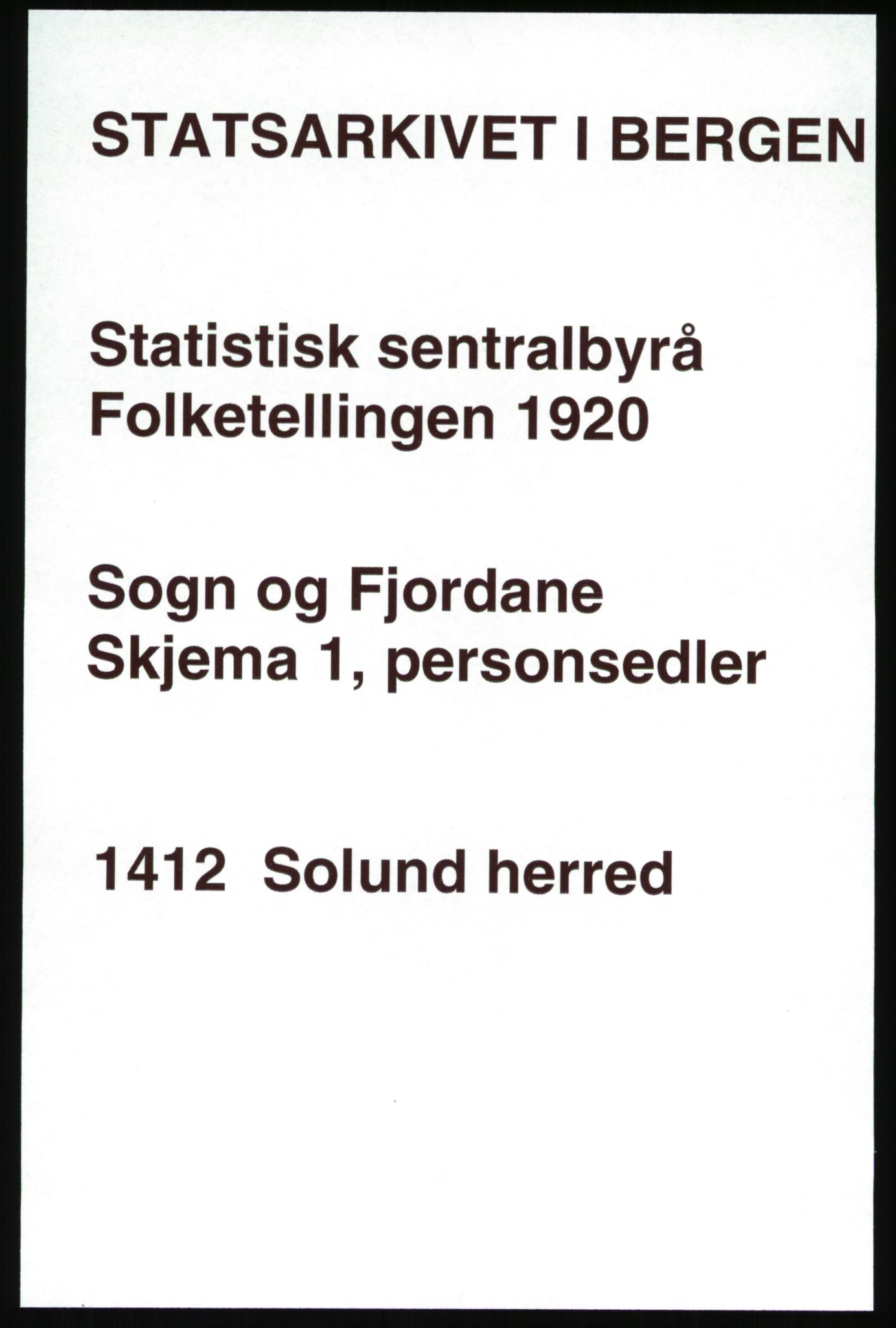 SAB, 1920 census for Solund, 1920, p. 684