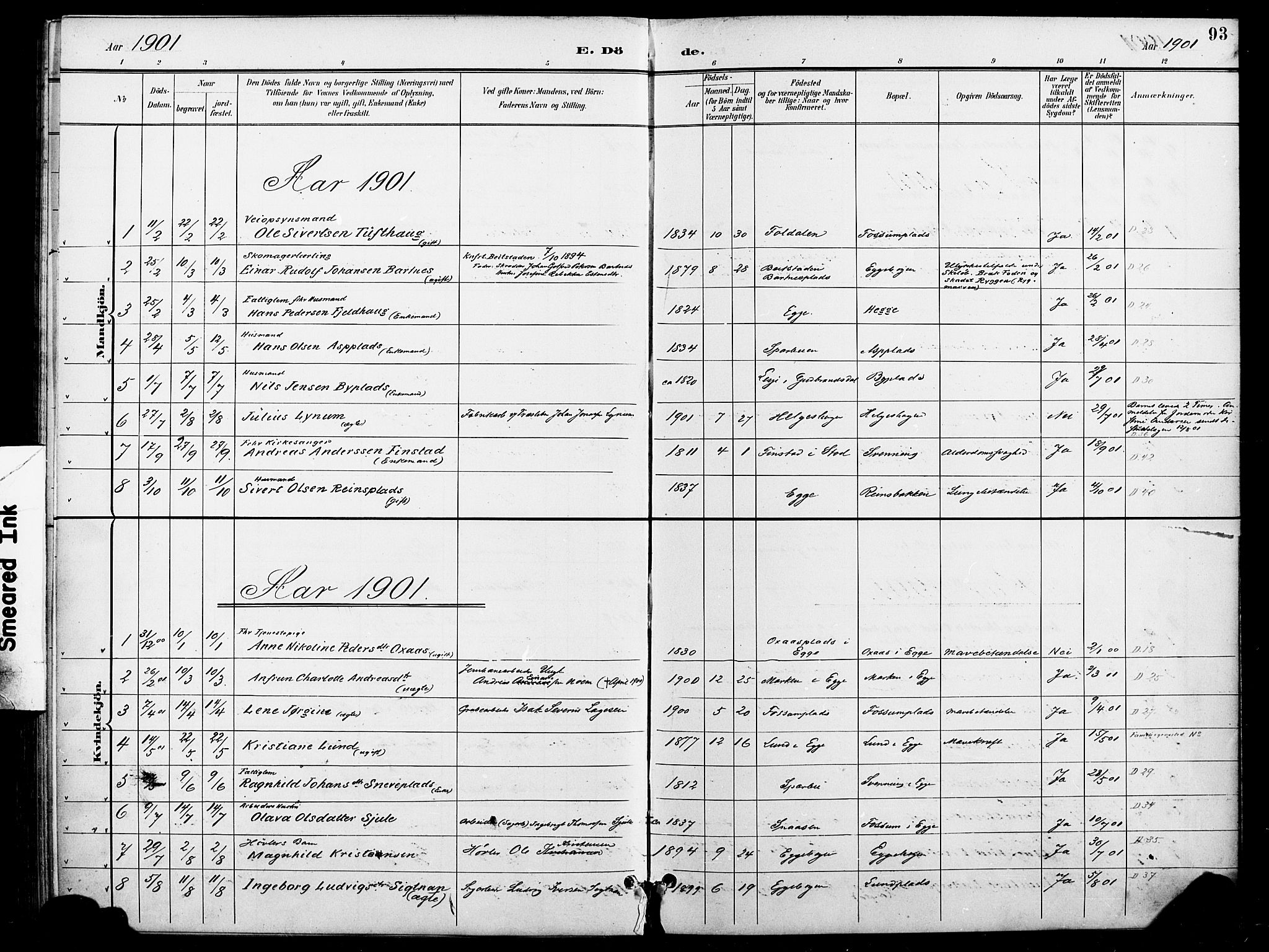 Ministerialprotokoller, klokkerbøker og fødselsregistre - Nord-Trøndelag, AV/SAT-A-1458/740/L0379: Parish register (official) no. 740A02, 1895-1907, p. 93