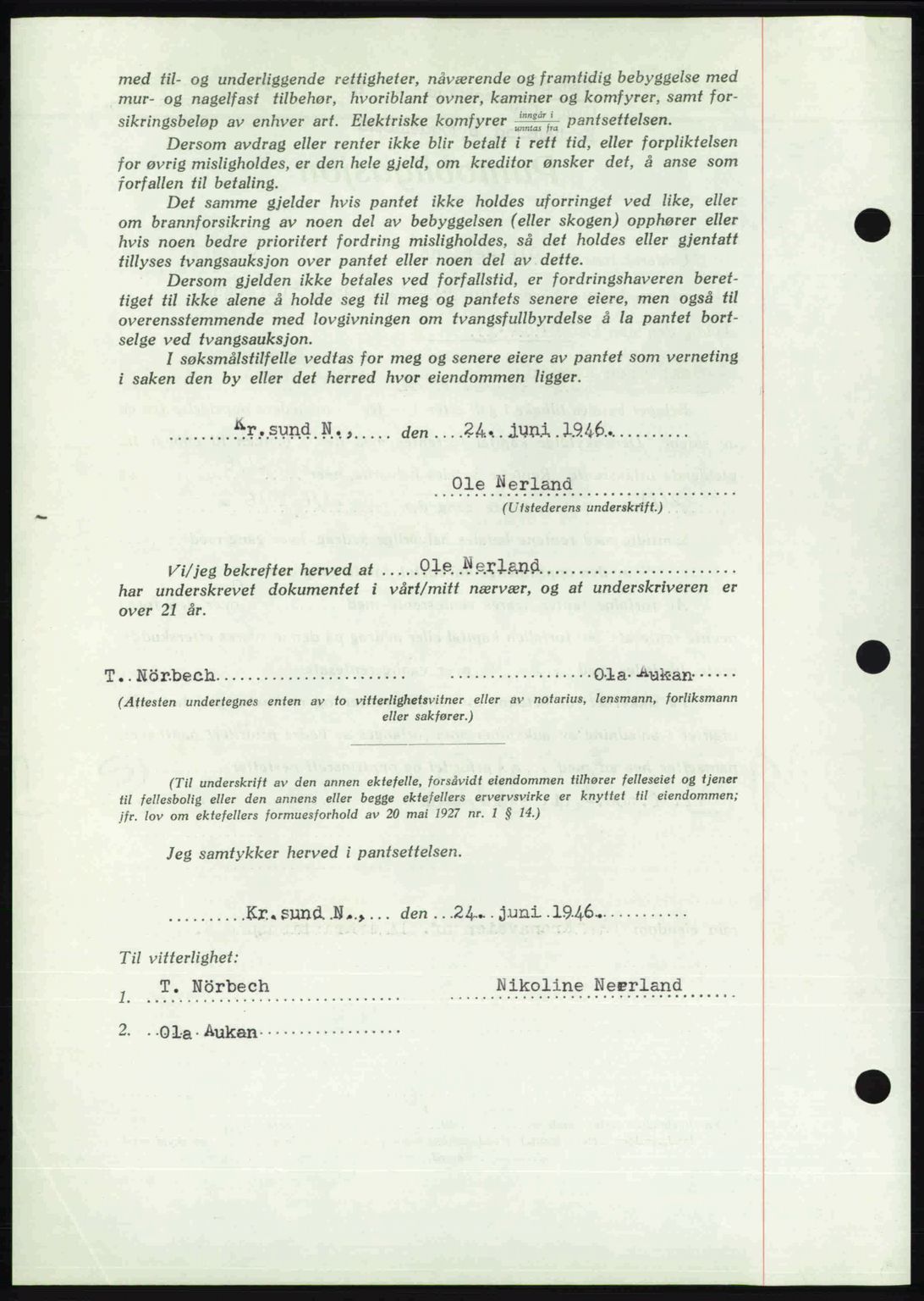 Kristiansund byfogd, AV/SAT-A-4587/A/27: Mortgage book no. 40, 1946-1946, Diary no: : 566/1946