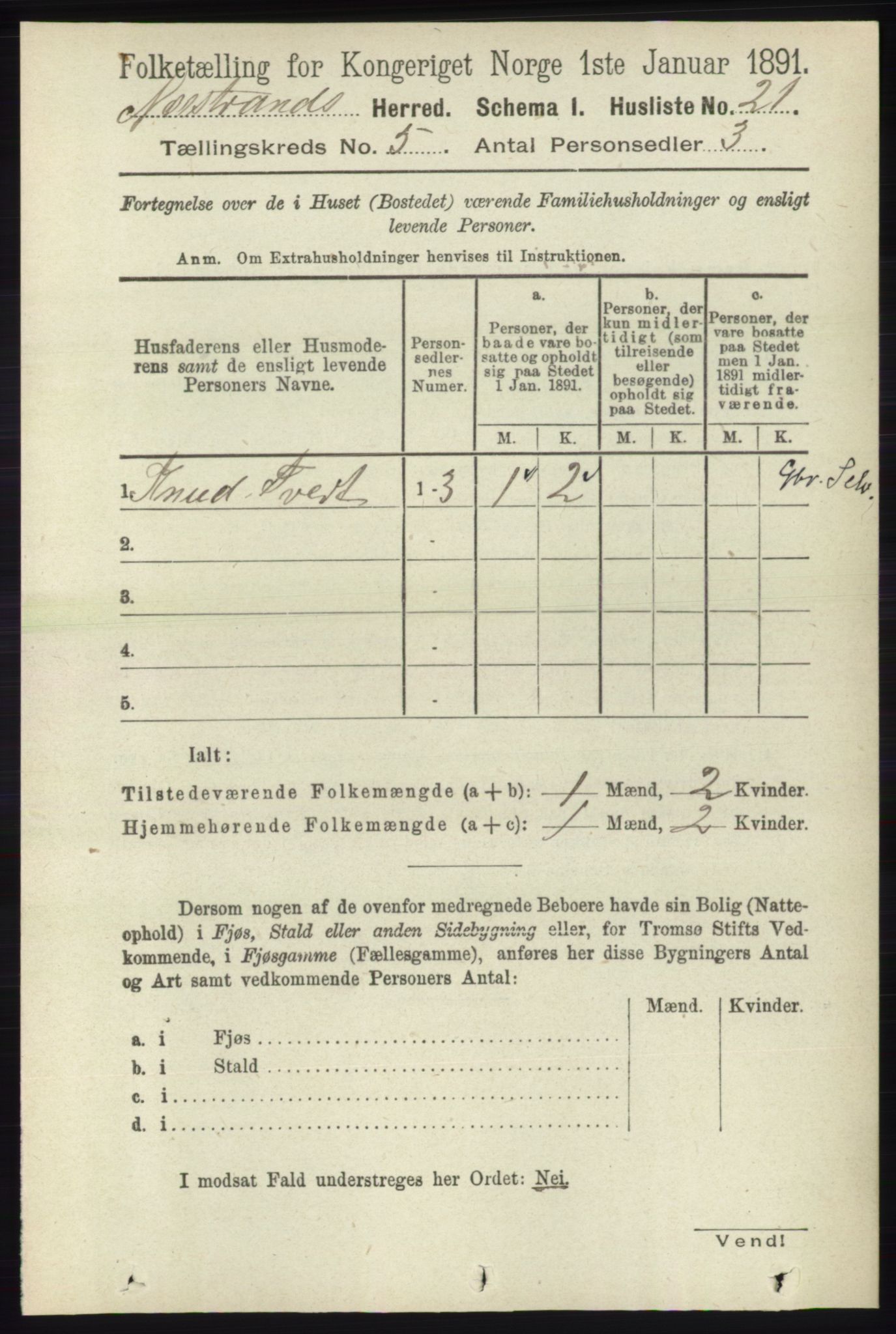 RA, 1891 census for 1139 Nedstrand, 1891, p. 783