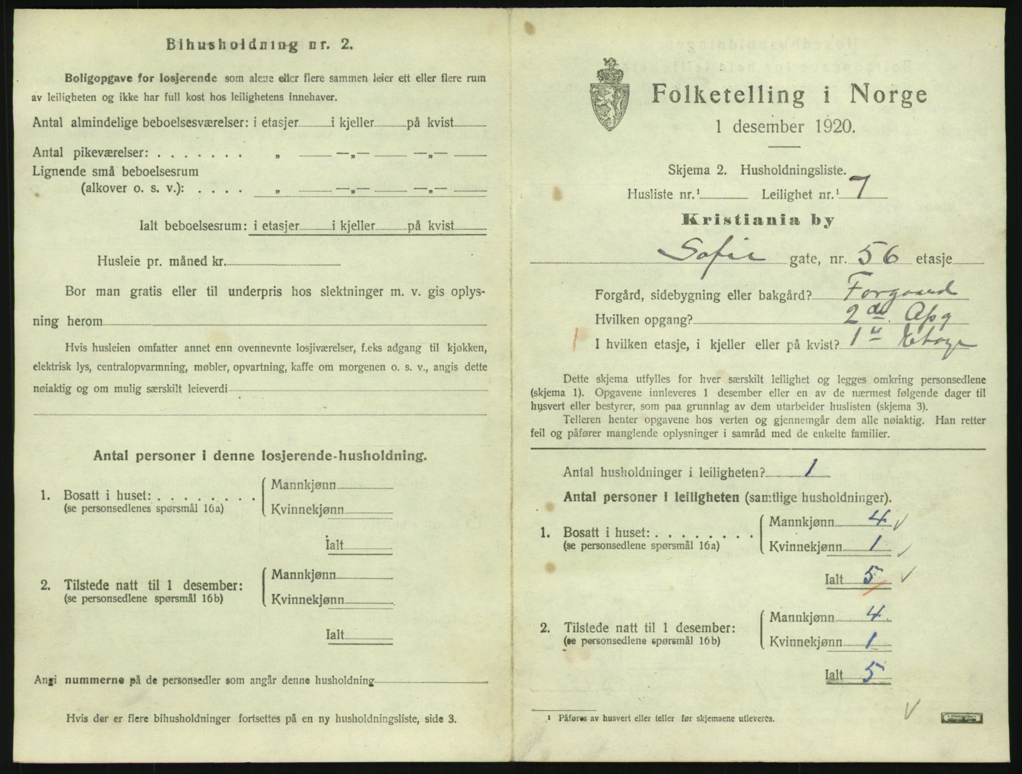 SAO, 1920 census for Kristiania, 1920, p. 99295