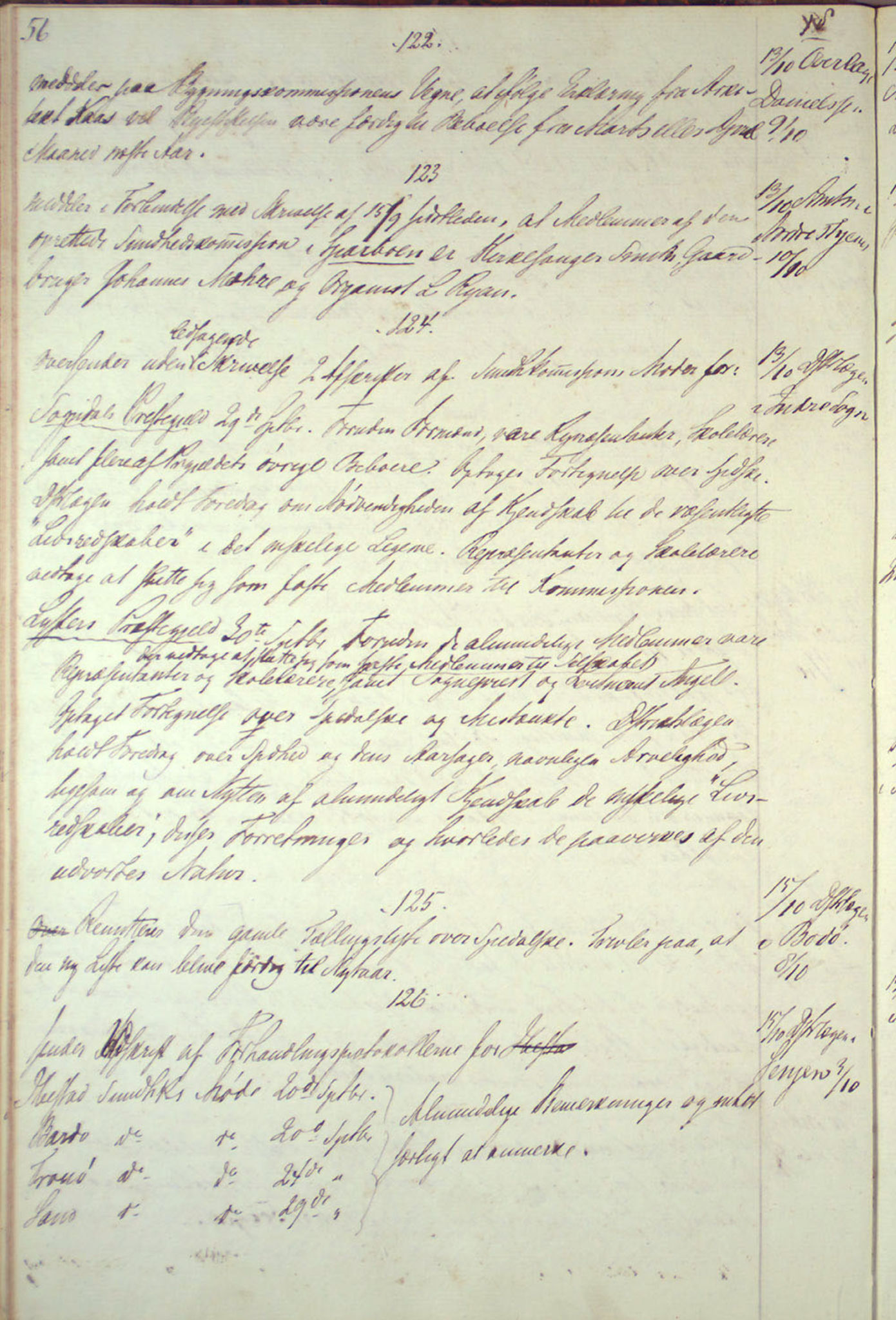 Lepraarkiver - Overlegen for den spedalske sykdom, AV/SAB-A-61001/B.c/L0001: Journal, 1854-1859, p. 56
